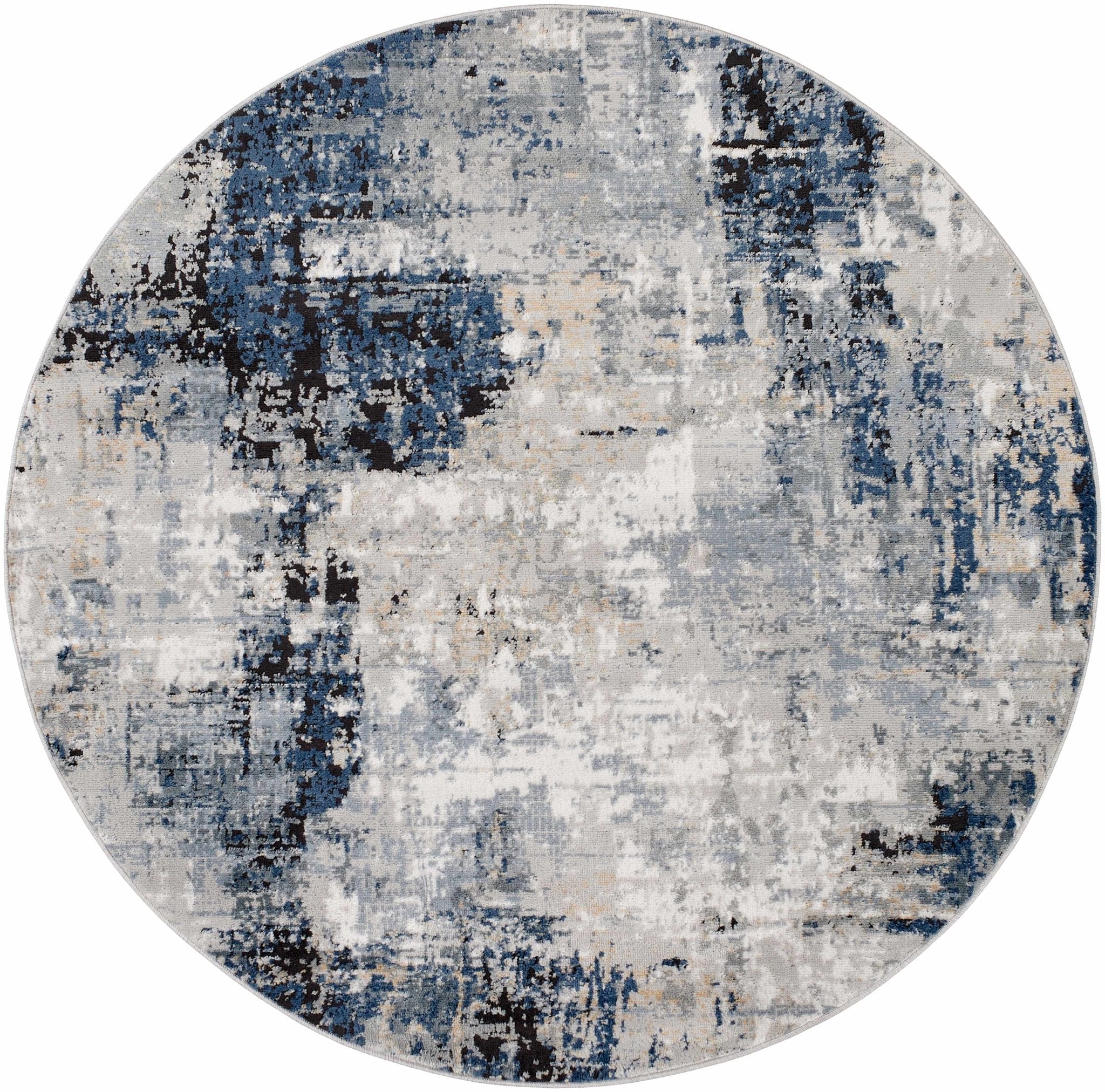 Modern abstract Gray, Silver, Blue and Charcoal Contemporary Area Rug - Image 21