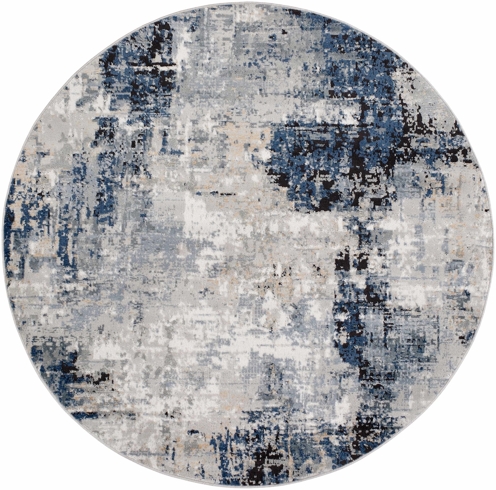 Modern abstract Gray, Silver, Blue and Charcoal Contemporary Area Rug - Image 23