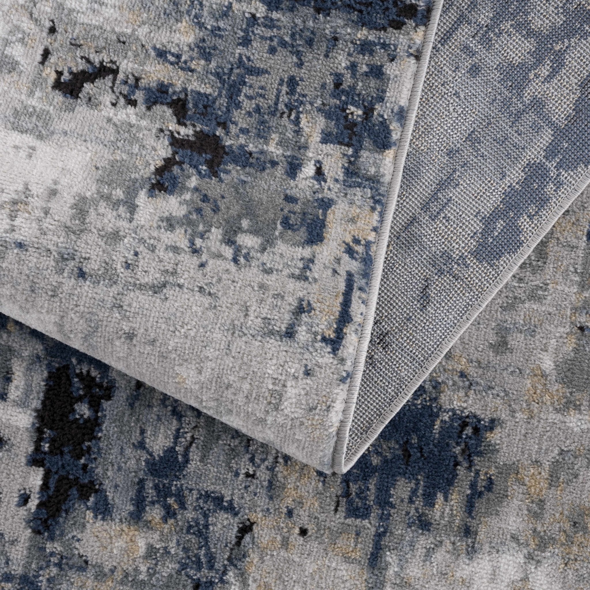 Modern abstract Gray, Silver, Blue and Charcoal Contemporary Area Rug - Image 7