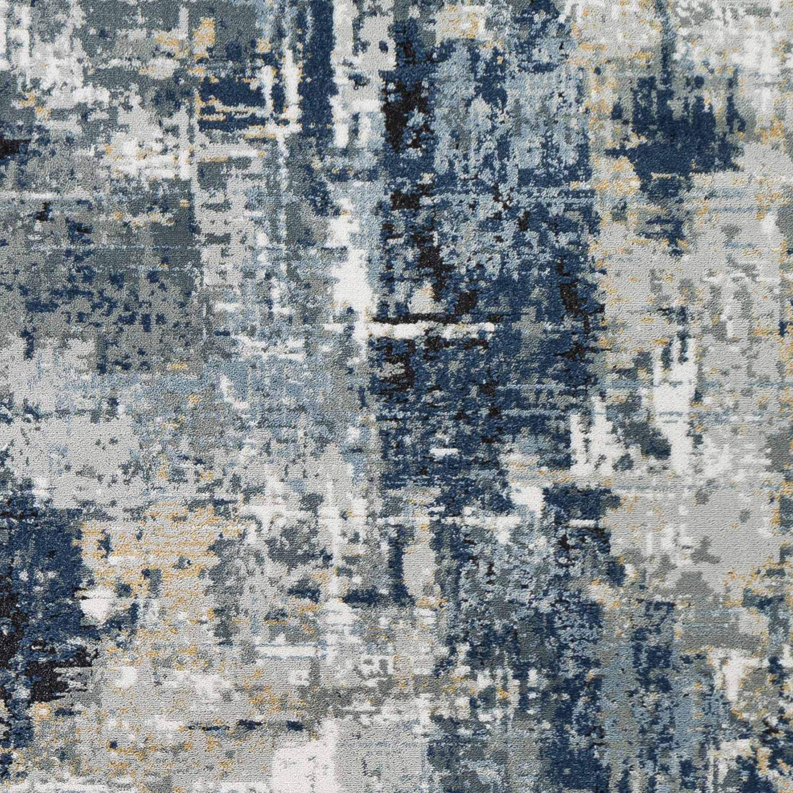 Modern abstract Gray, Silver, Blue and Charcoal Contemporary Area Rug - Image 9