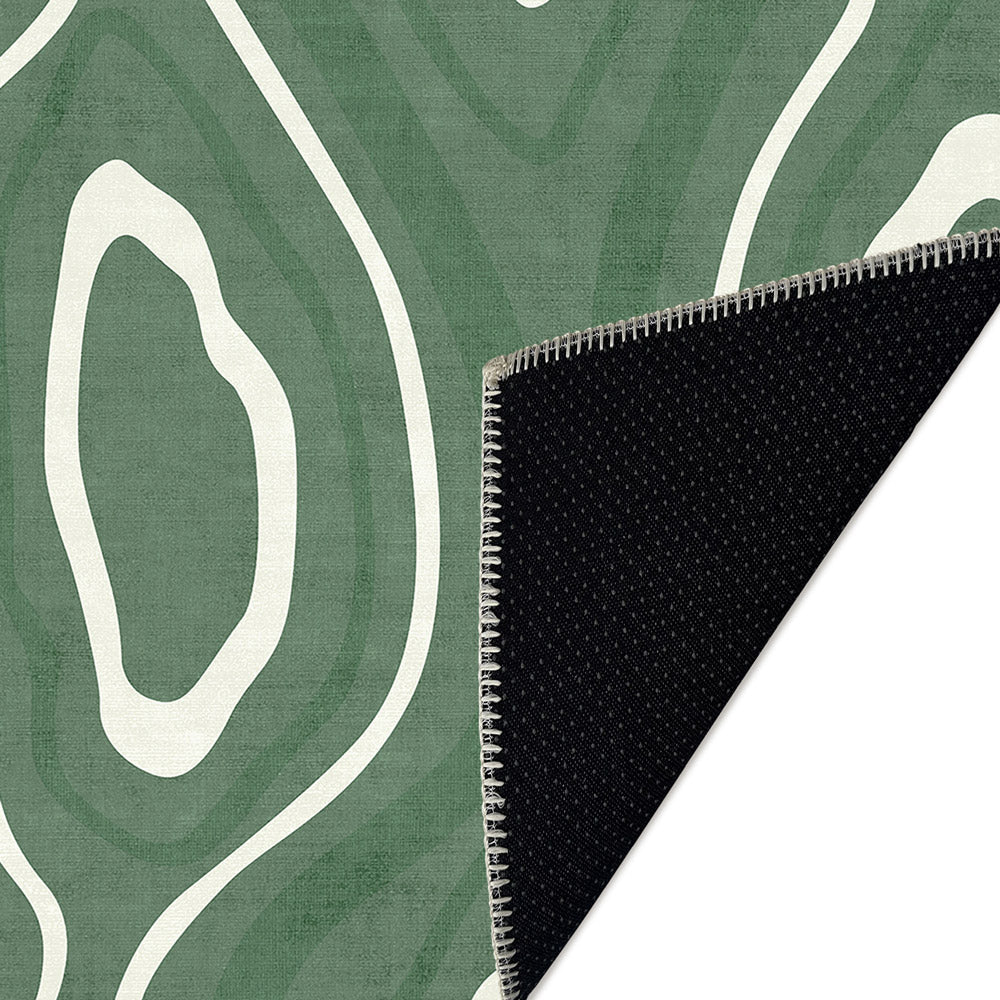 Modern Abstract Green Machine Washable Cotton Area Rug - Image 6