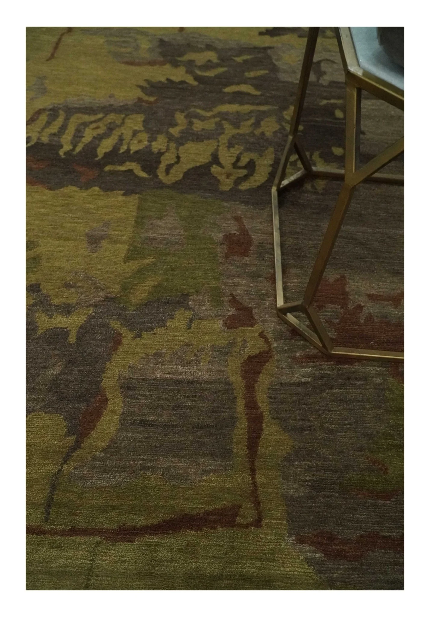 Modern Abstract Green, Olive, Charcoal and Brown Hand knotted 6x9 wool Area Rug - Image 2