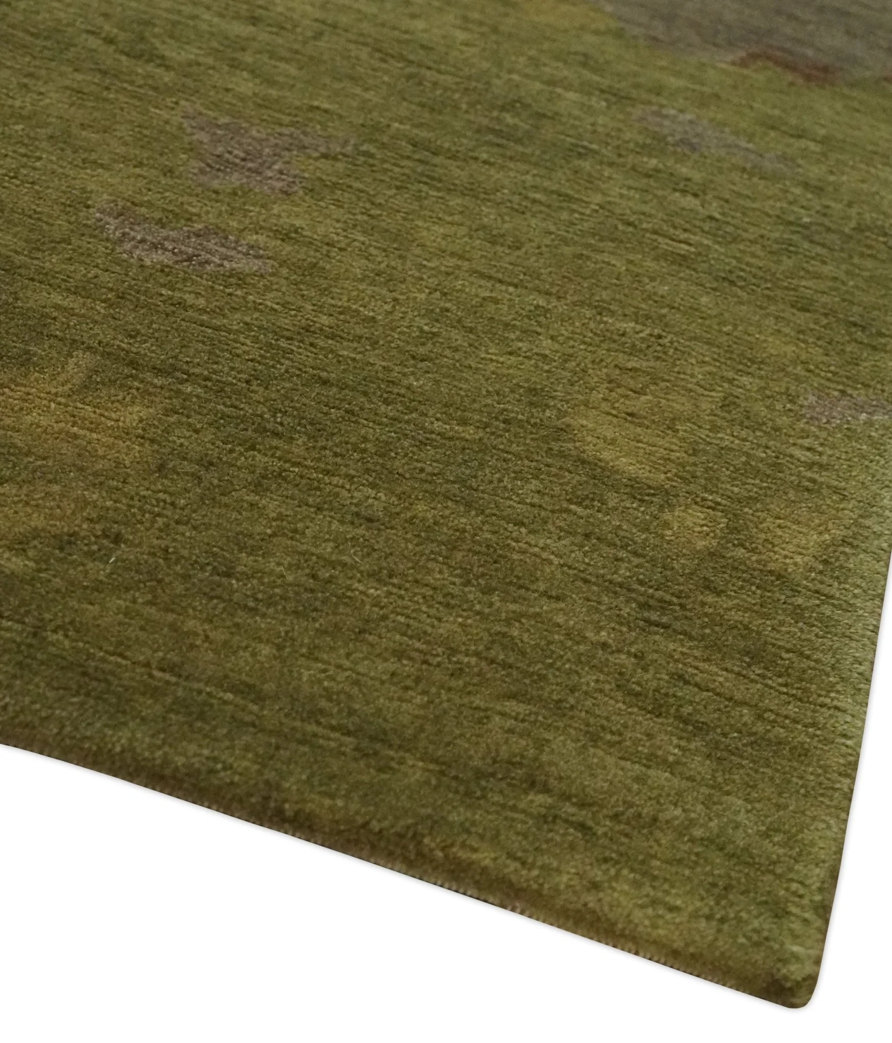 Modern Abstract Green, Olive, Charcoal and Brown Hand knotted 6x9 wool Area Rug - Image 5