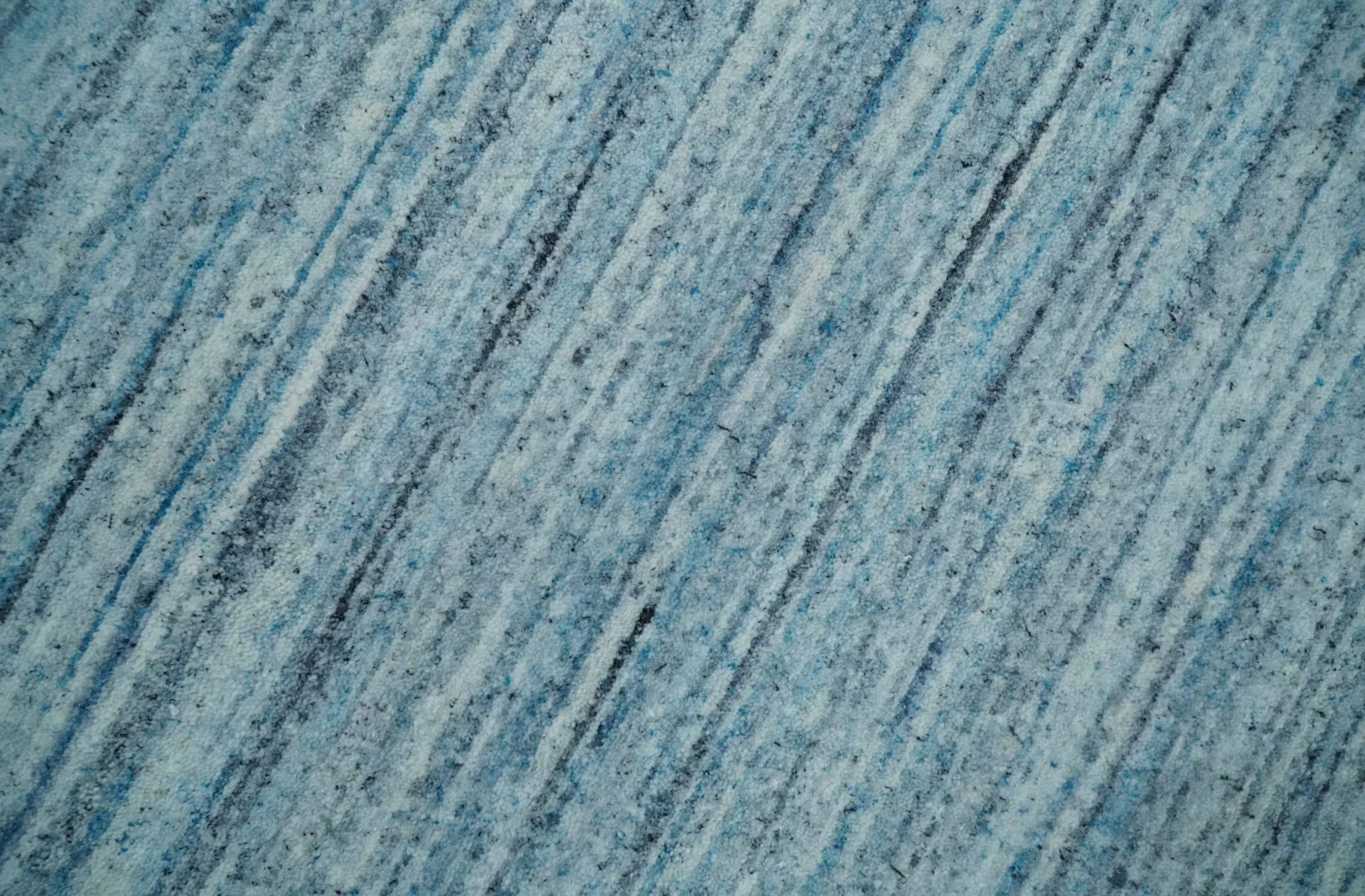 Modern Solid Handloom Aqua and Silver 8x10 Contemporary Wool Area Rug - Image 4