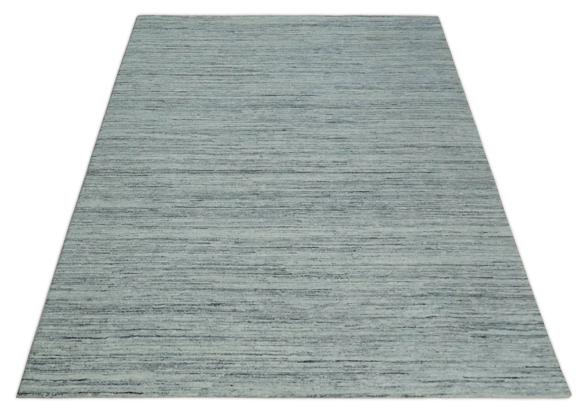 Modern Handloom Ivory, Charcoal, Silver 8x10 Contemporary Wool Area Rug - Image 10