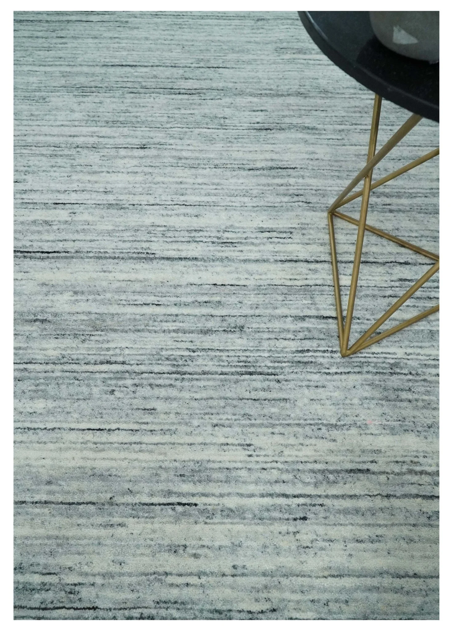 Modern Handloom Ivory, Charcoal, Silver 8x10 Contemporary Wool Area Rug - Image 2
