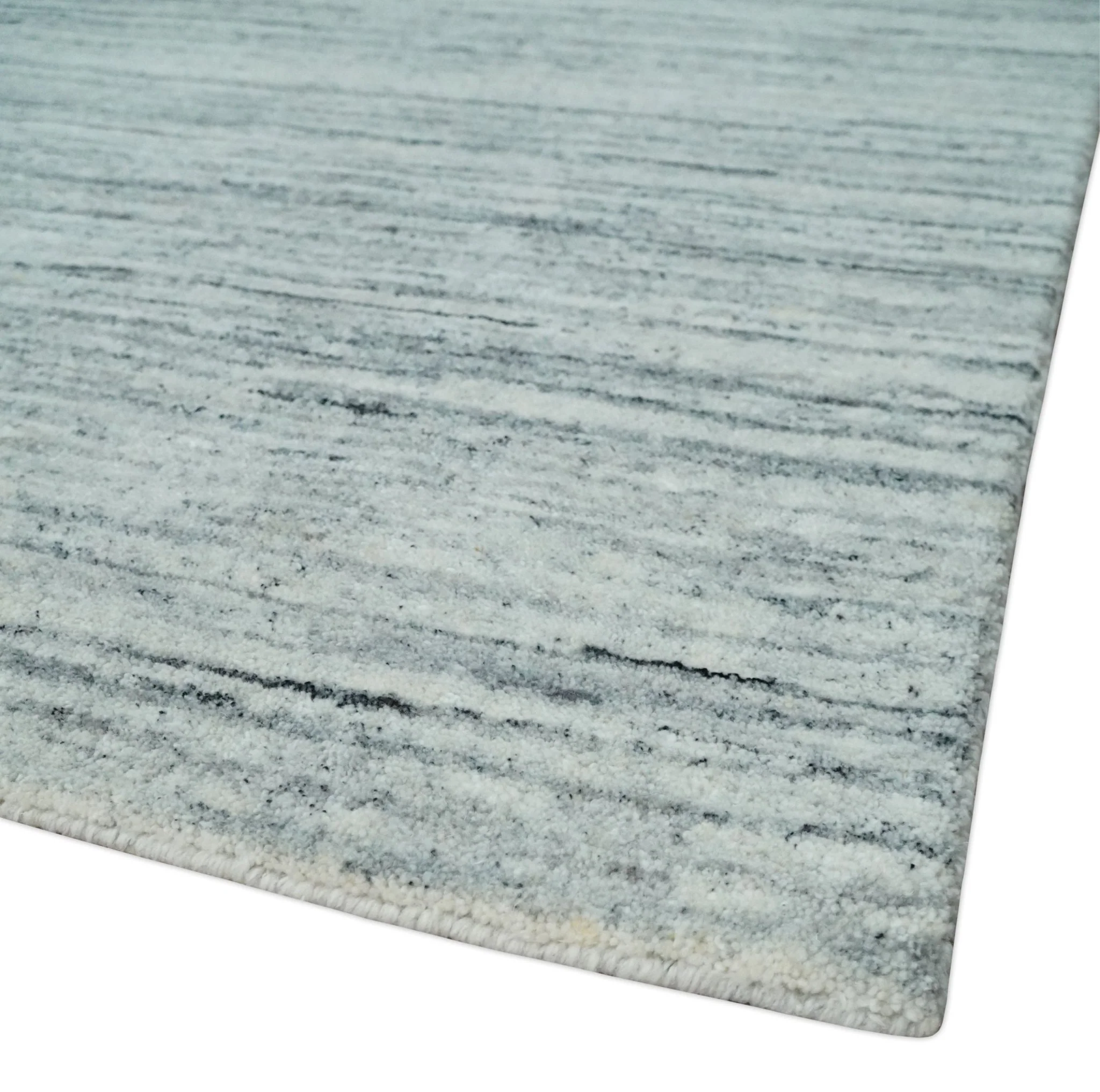 Modern Handloom Ivory, Charcoal, Silver 8x10 Contemporary Wool Area Rug - Image 5