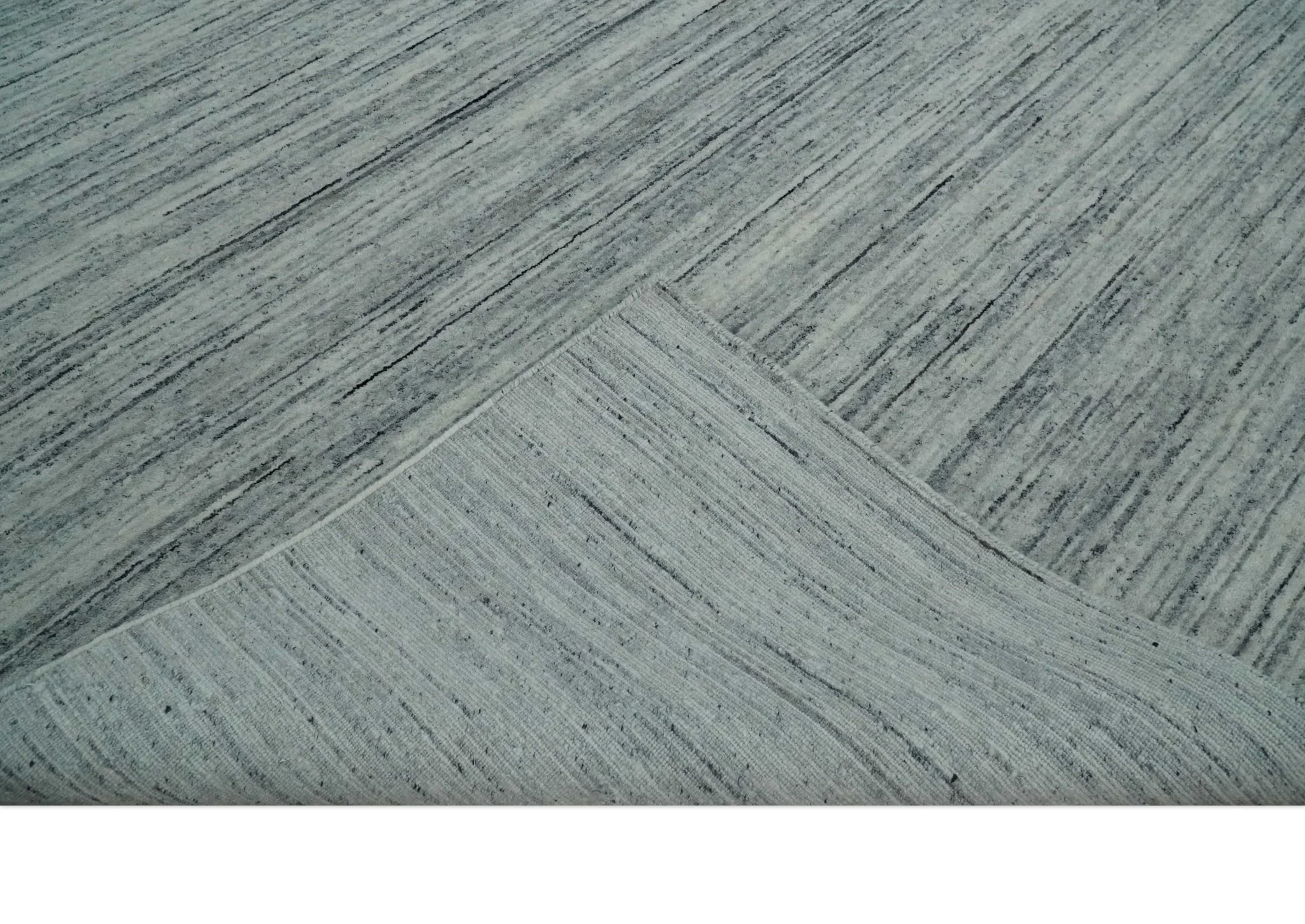 Modern Handloom Ivory, Charcoal, Silver 8x10 Contemporary Wool Area Rug - Image 6