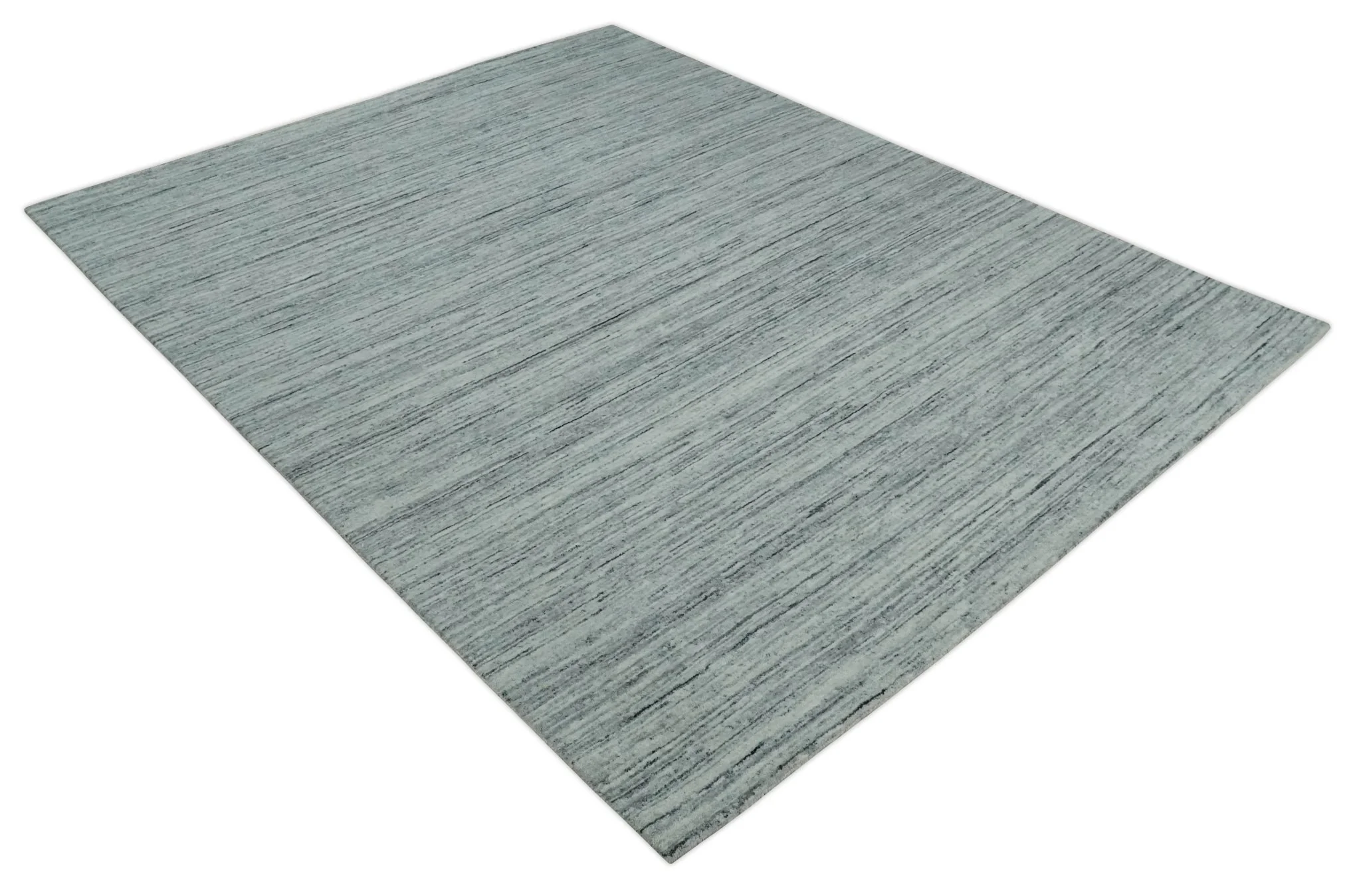 Modern Handloom Ivory, Charcoal, Silver 8x10 Contemporary Wool Area Rug - Image 9