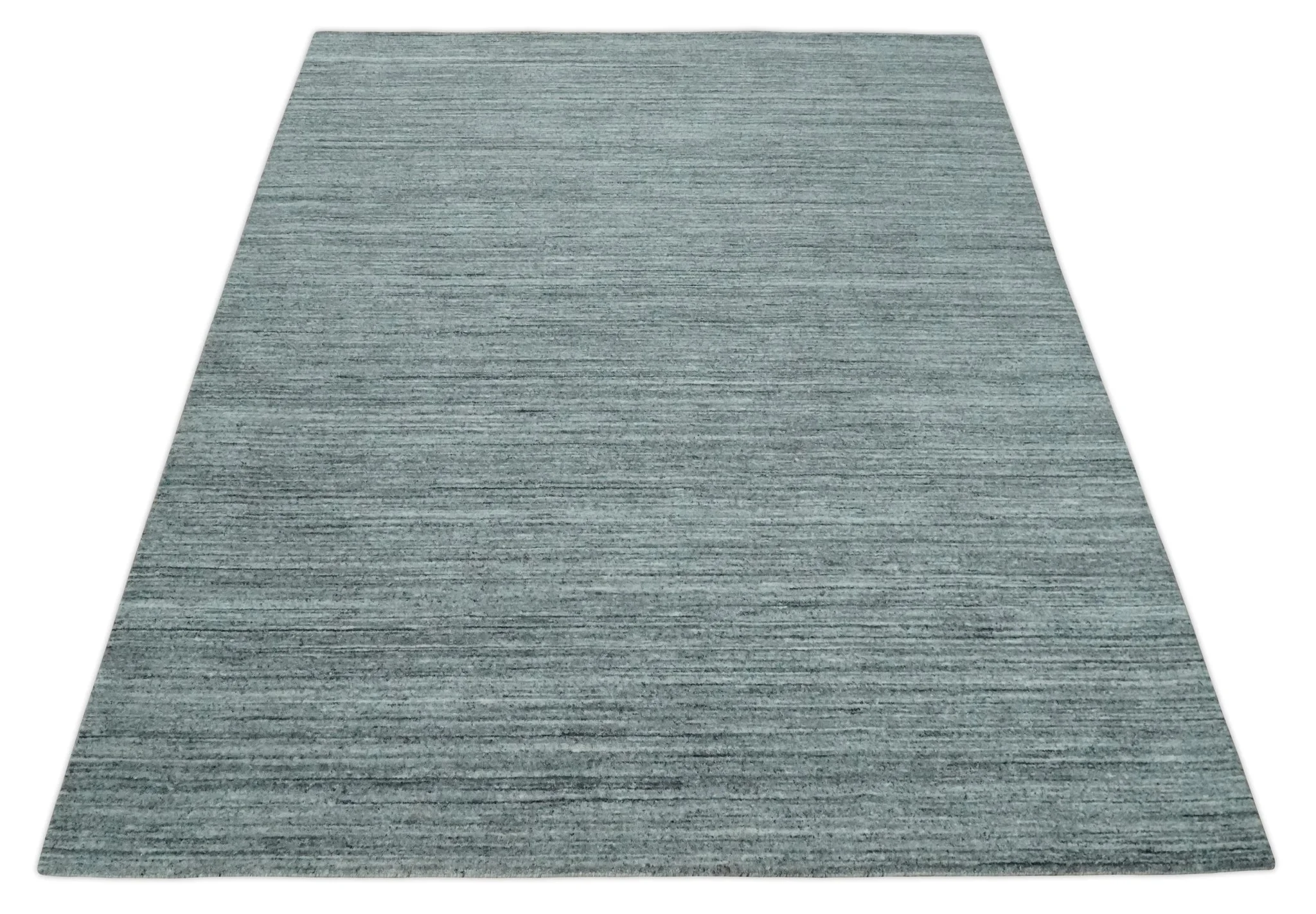 Modern Shaded Solid Handloom Silver, Charcoal and Gray 8x10 Contemporary Wool Area Rug | TRD10283810S - Image 10