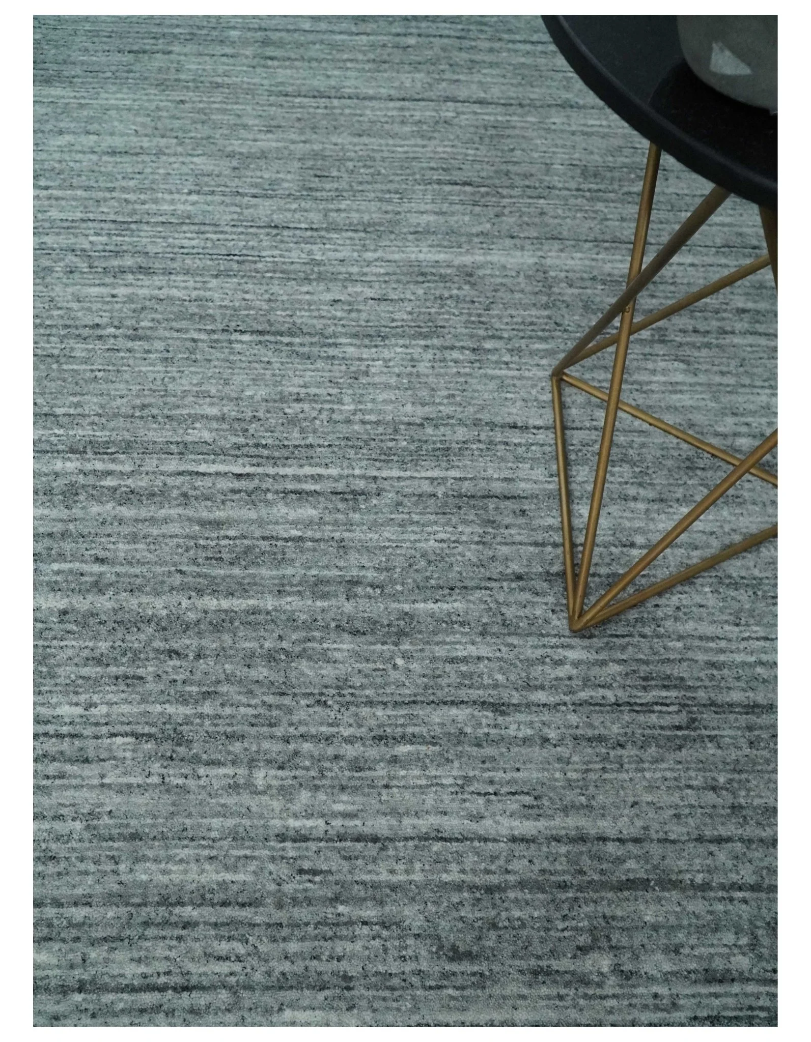 Modern Shaded Solid Handloom Silver, Charcoal and Gray 8x10 Contemporary Wool Area Rug | TRD10283810S - Image 2