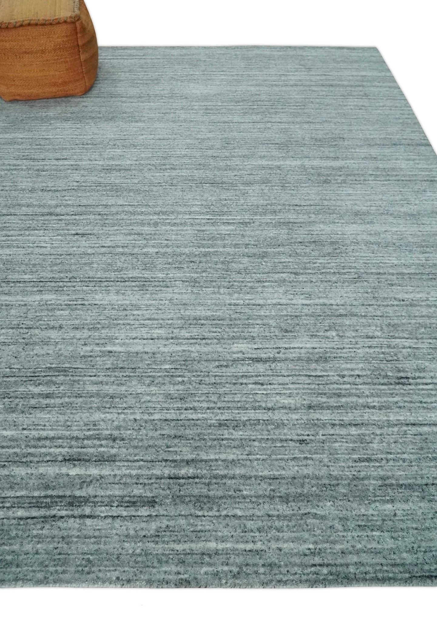 Modern Shaded Solid Handloom Silver, Charcoal and Gray 8x10 Contemporary Wool Area Rug | TRD10283810S - Image 3