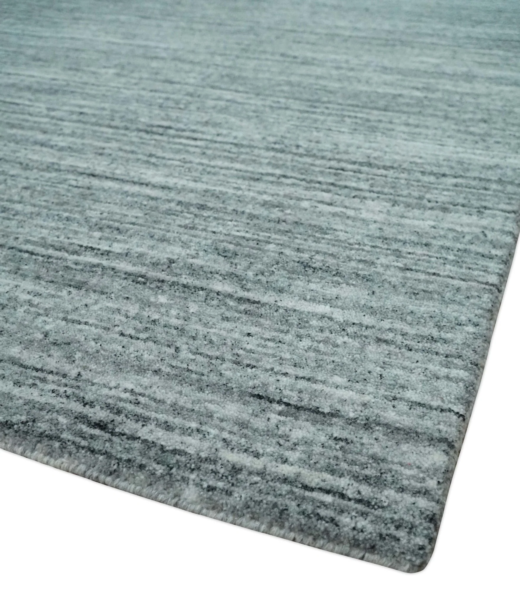 Modern Shaded Solid Handloom Silver, Charcoal and Gray 8x10 Contemporary Wool Area Rug | TRD10283810S - Image 5