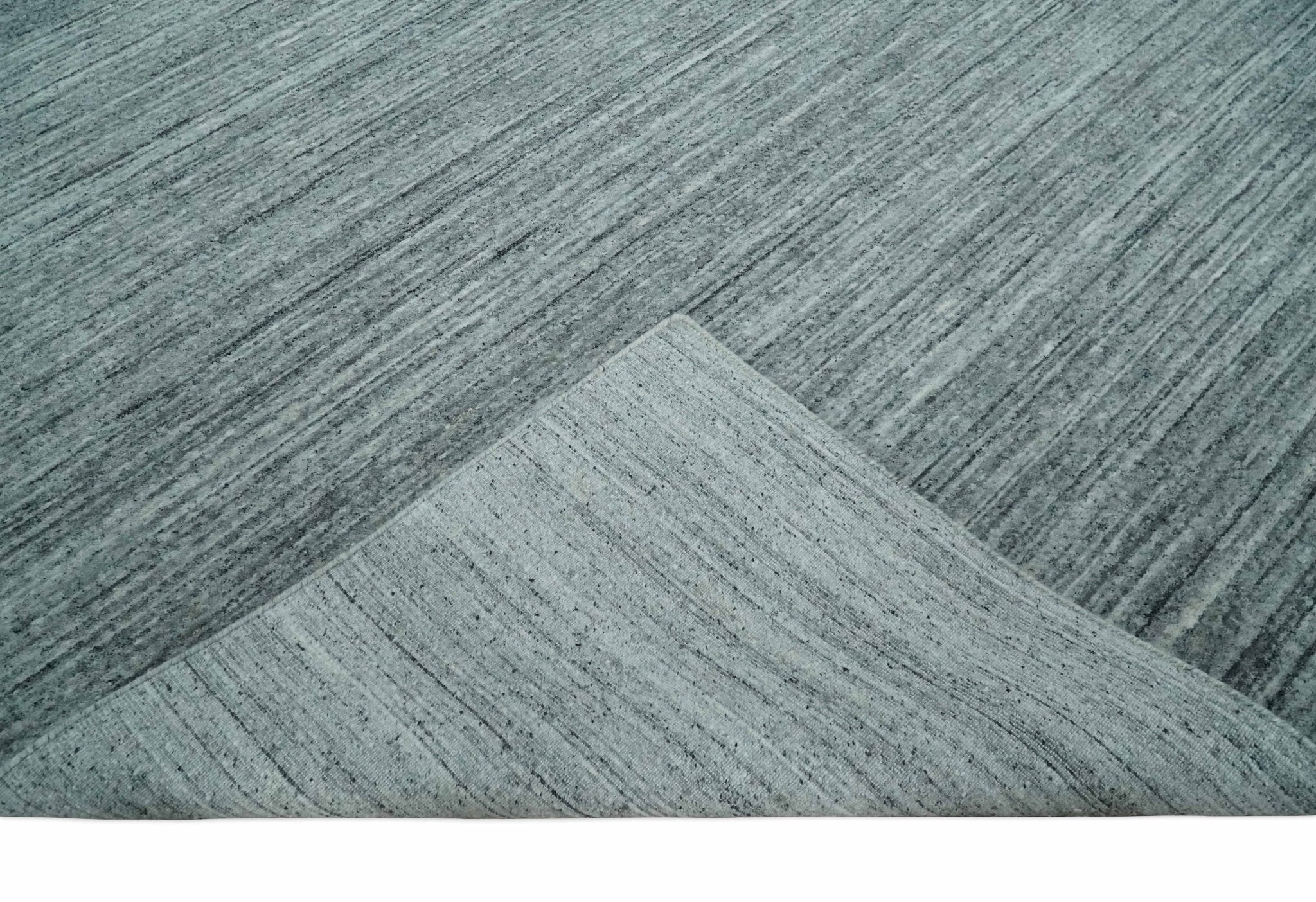 Modern Shaded Solid Handloom Silver, Charcoal and Gray 8x10 Contemporary Wool Area Rug | TRD10283810S - Image 7