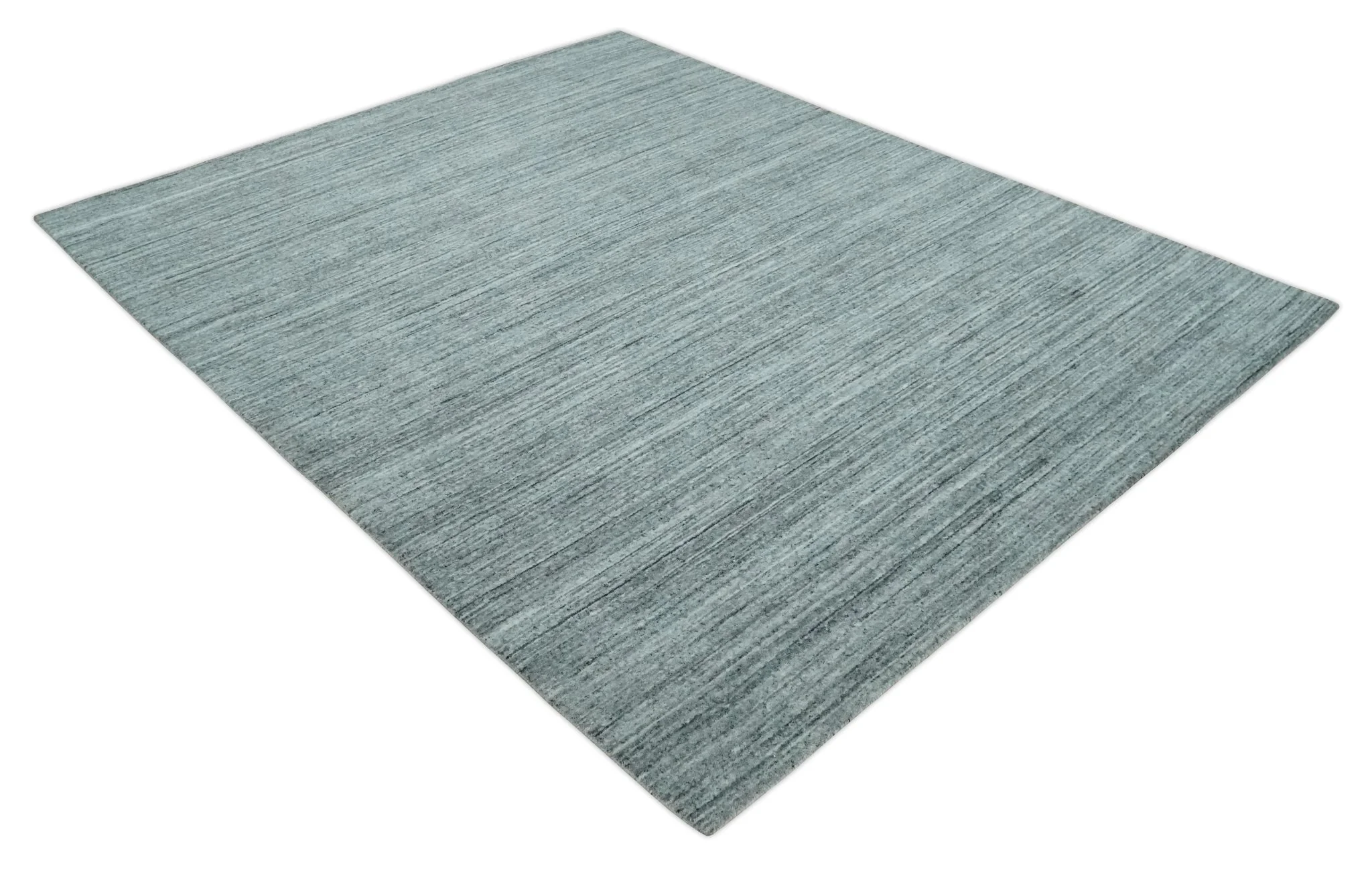 Modern Shaded Solid Handloom Silver, Charcoal and Gray 8x10 Contemporary Wool Area Rug | TRD10283810S - Image 9
