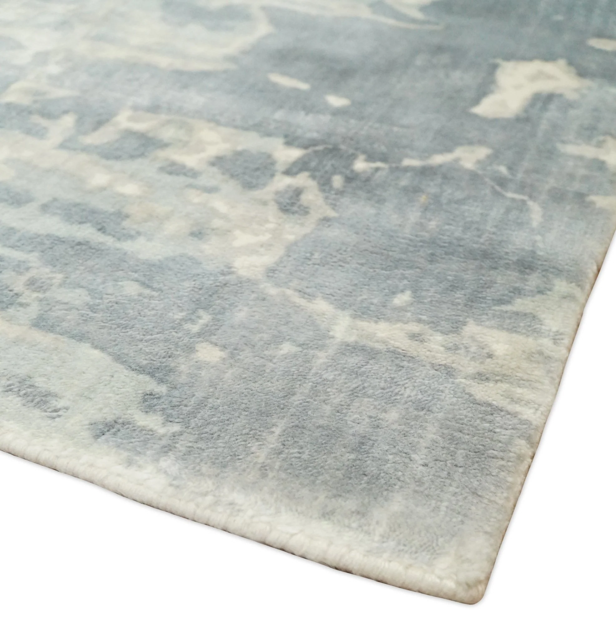 Modern Abstract Handmade 8x10 Beige and Gray Bamboo Silk Area Rug - Image 5