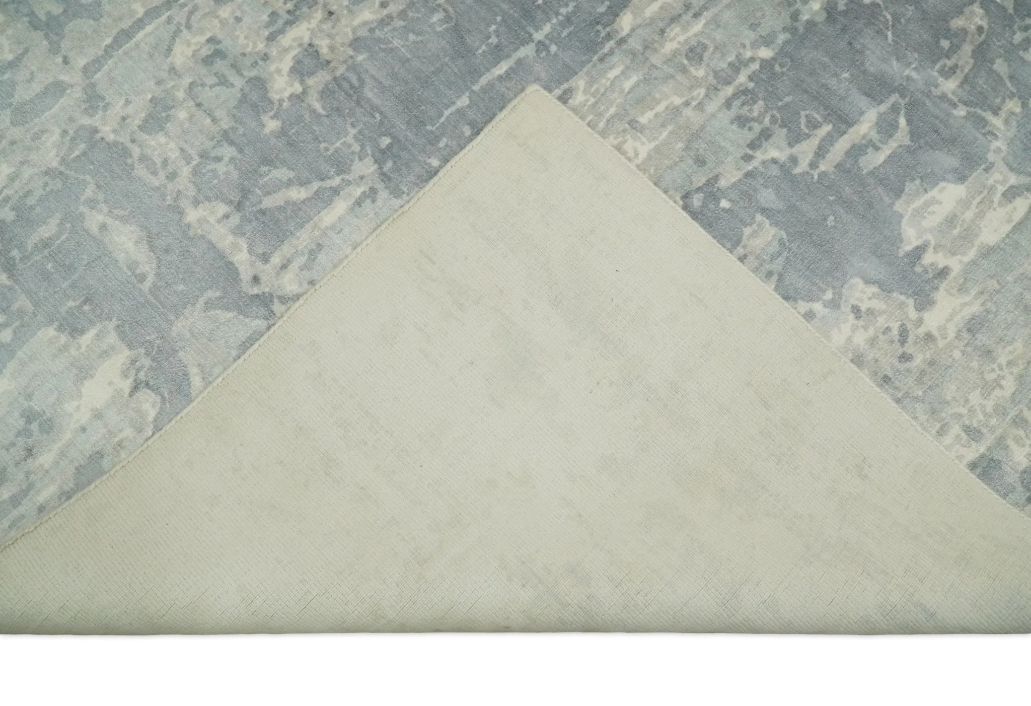 Modern Abstract Handmade 8x10 Beige and Gray Bamboo Silk Area Rug - Image 6