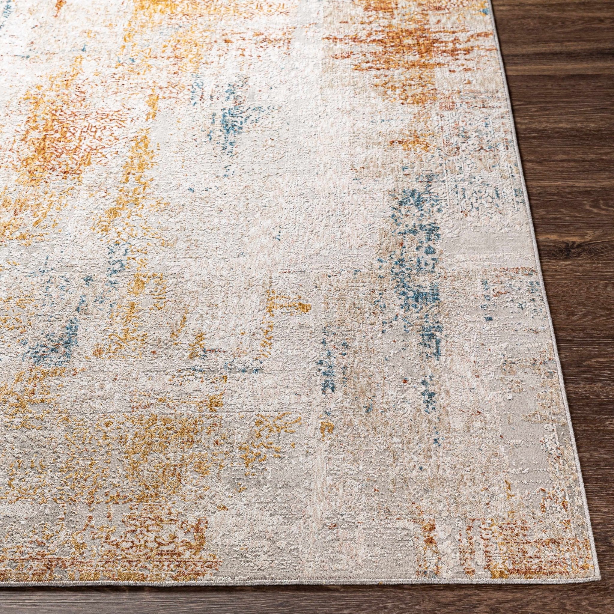 Modern Abstract Ivory And Beige Machine Woven Area Rug - Image 3