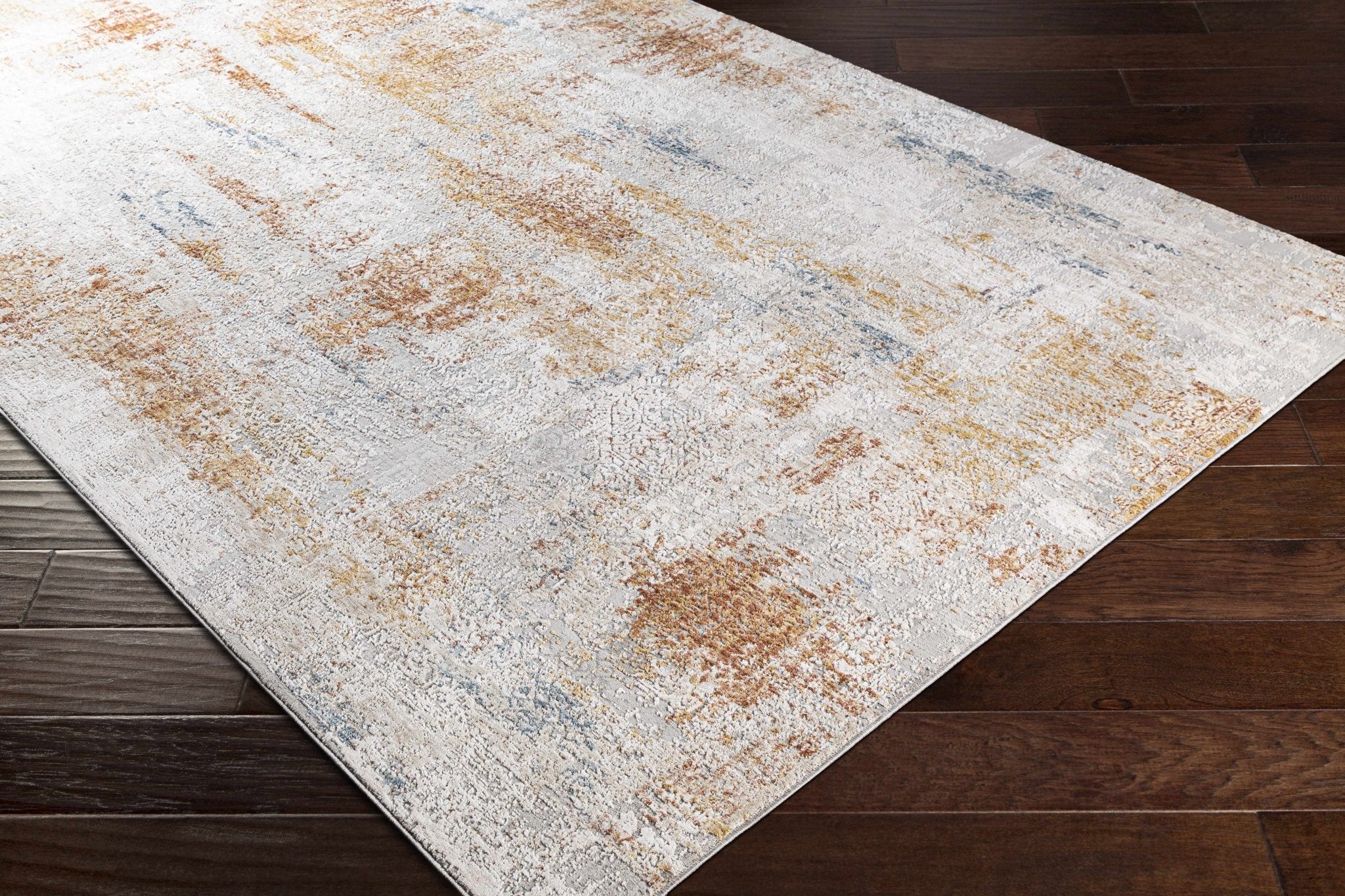 Modern Abstract Ivory And Beige Machine Woven Area Rug - Image 7