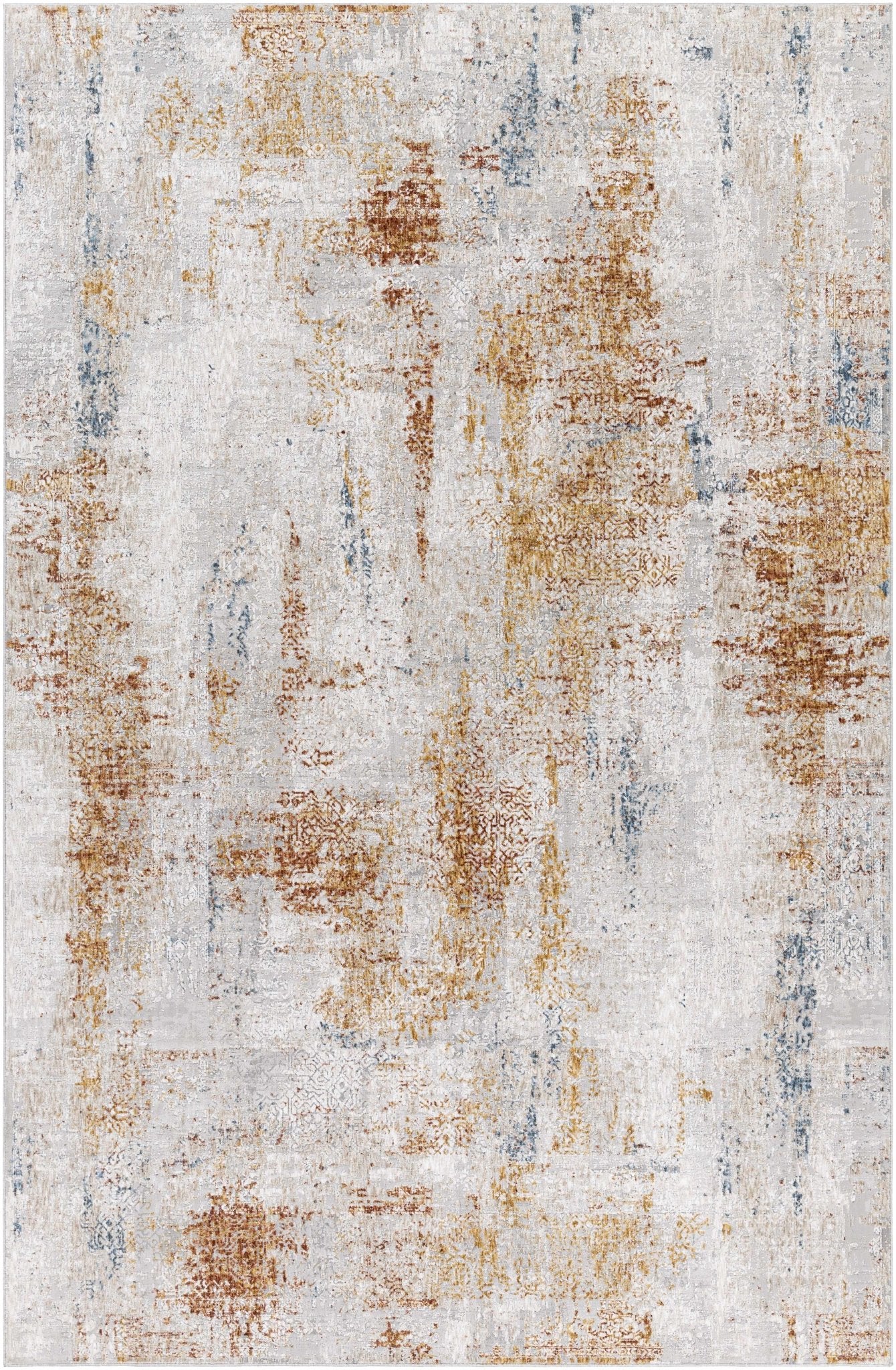 Modern Abstract Ivory And Beige Machine Woven Area Rug - Image 9