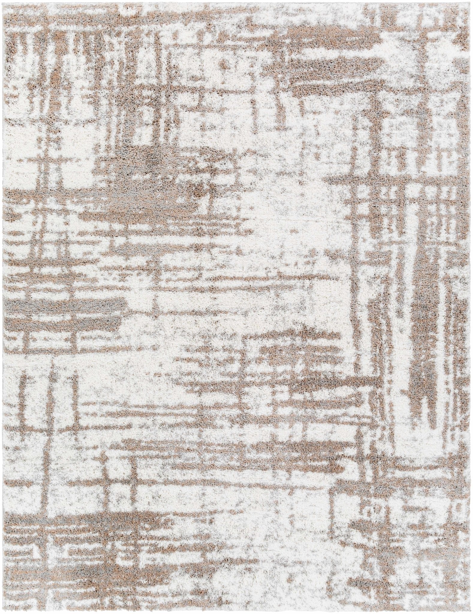 Modern Abstract Ivory and Camel Contemporary area rug - Image 2