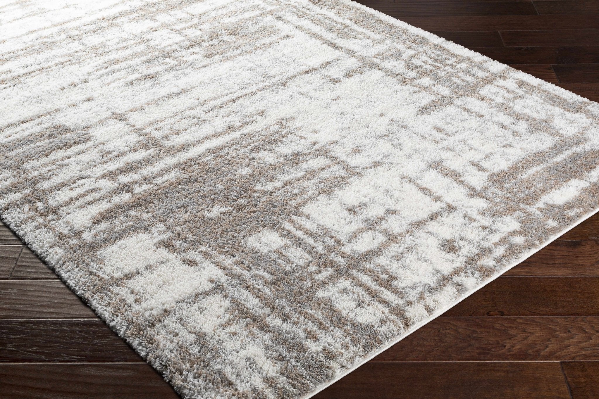 Modern Abstract Ivory and Camel Contemporary area rug - Image 4