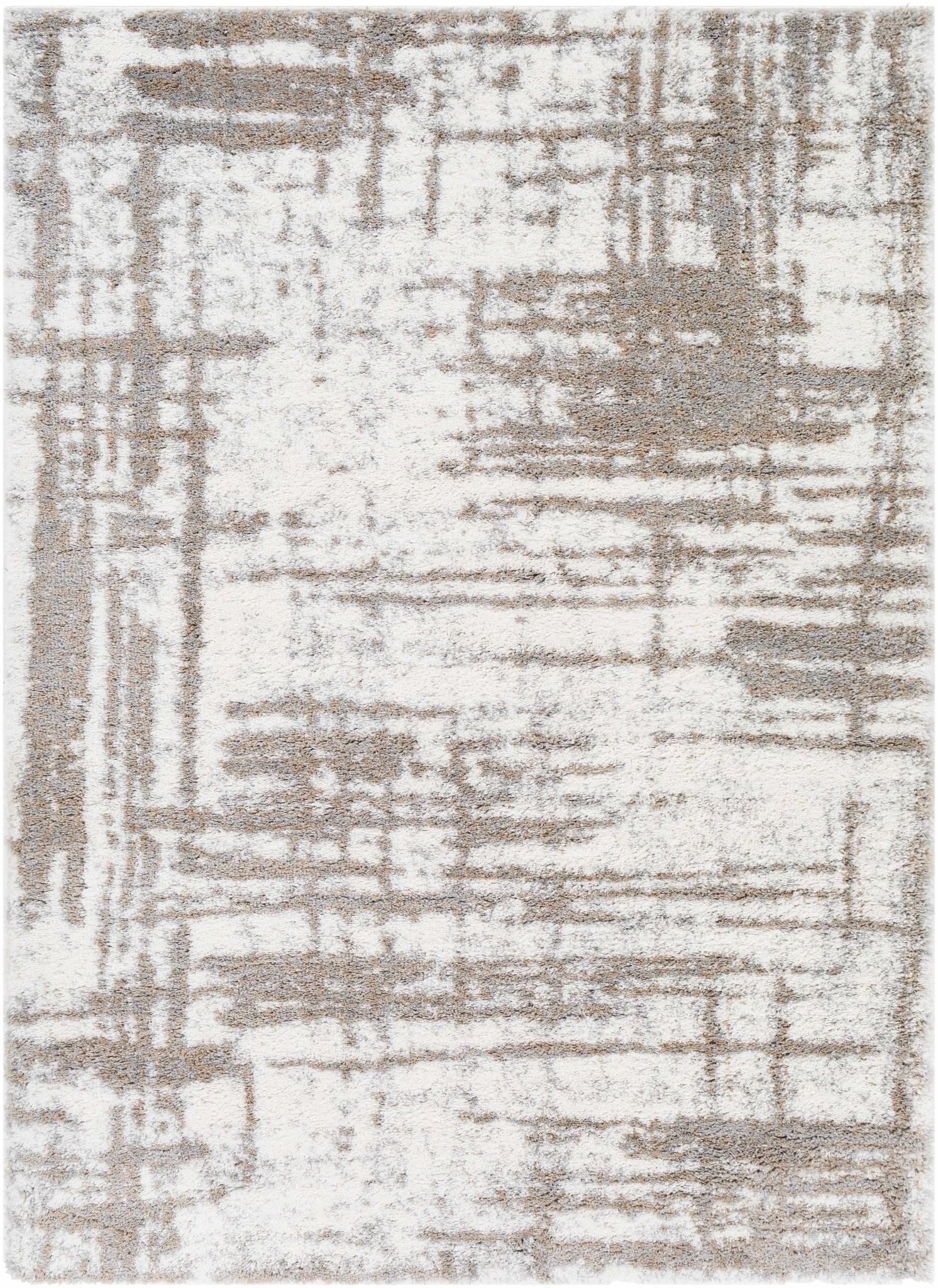 Modern Abstract Ivory and Camel Contemporary area rug - Image 5