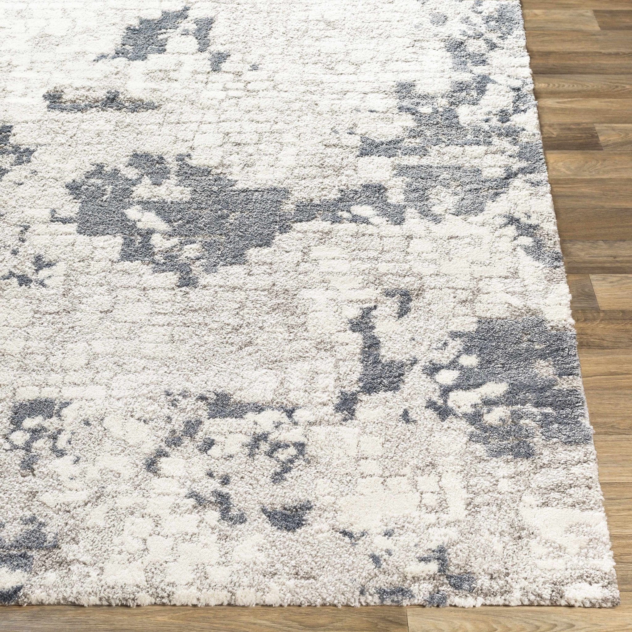 Modern Abstract Ivory and Charcoal Brick Design Multi Size Area Rug - Image 8