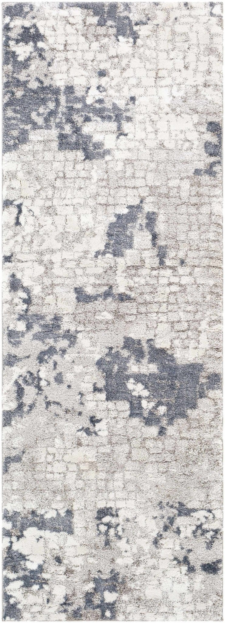 Modern Abstract Ivory and Charcoal Brick Design Multi Size Area Rug - Image 9