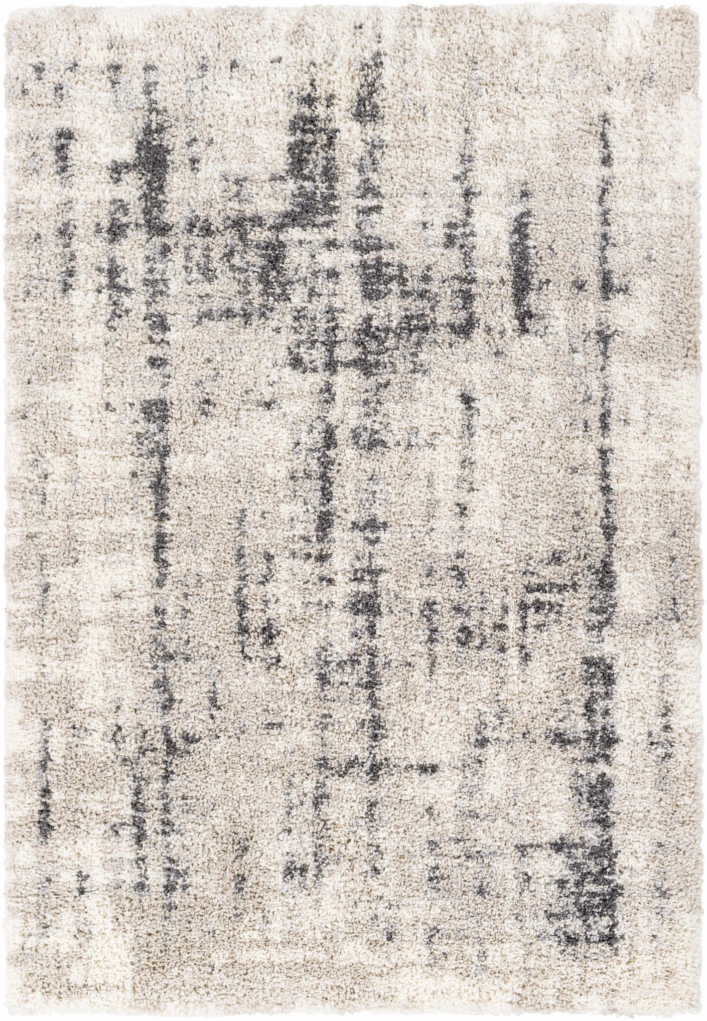 Modern Abstract Ivory and Charcoal Plush Pile Area Rug - Image 10