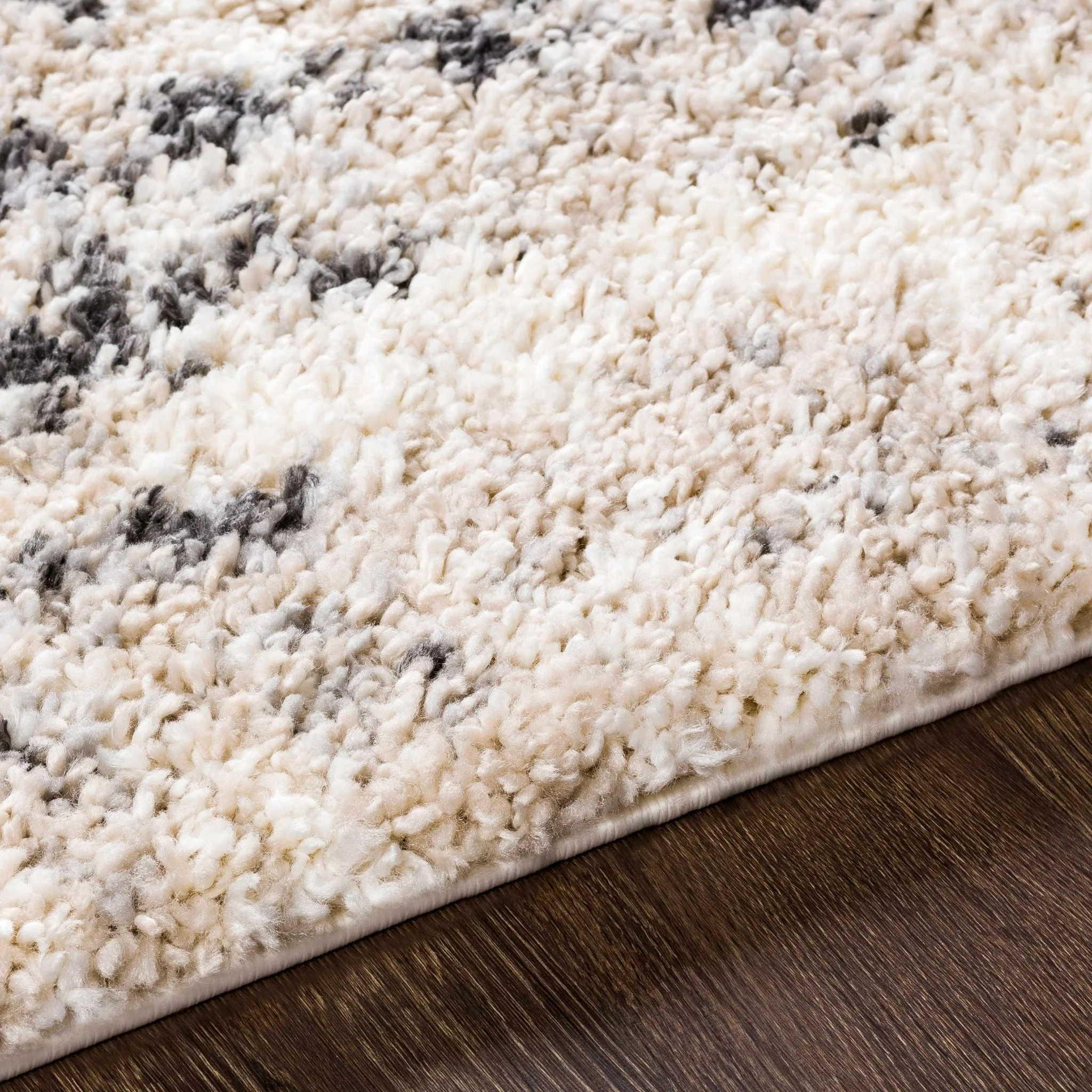 Modern Abstract Ivory and Charcoal Plush Pile Area Rug - Image 5