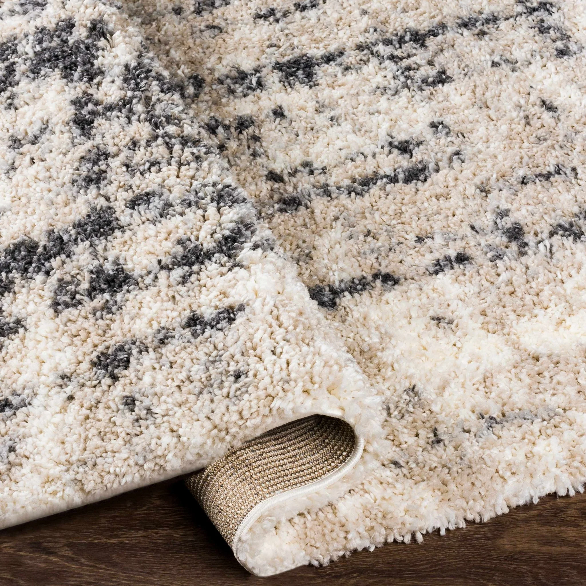 Modern Abstract Ivory and Charcoal Plush Pile Area Rug - Image 6