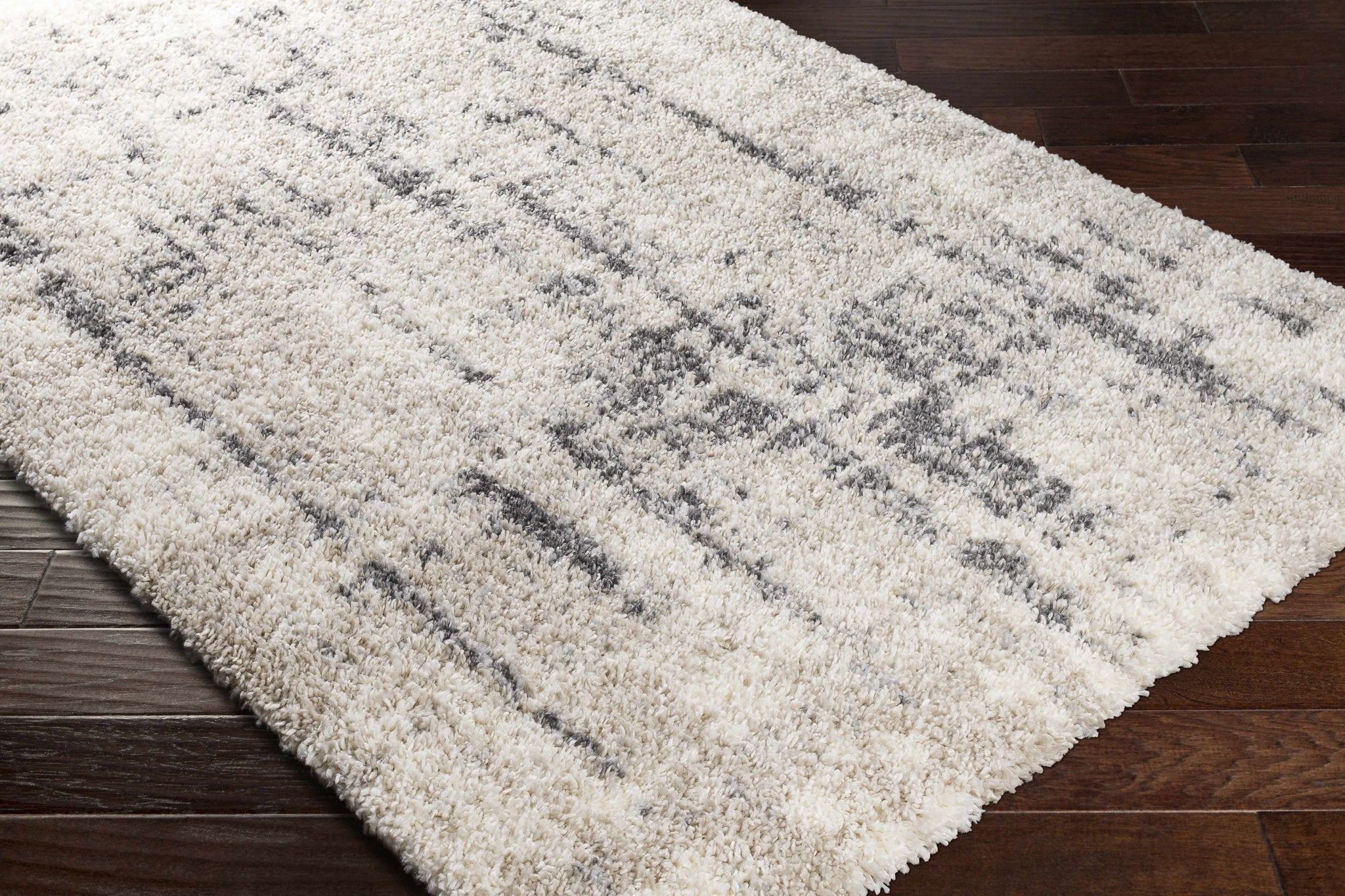 Modern Abstract Ivory and Charcoal Plush Pile Area Rug - Image 7