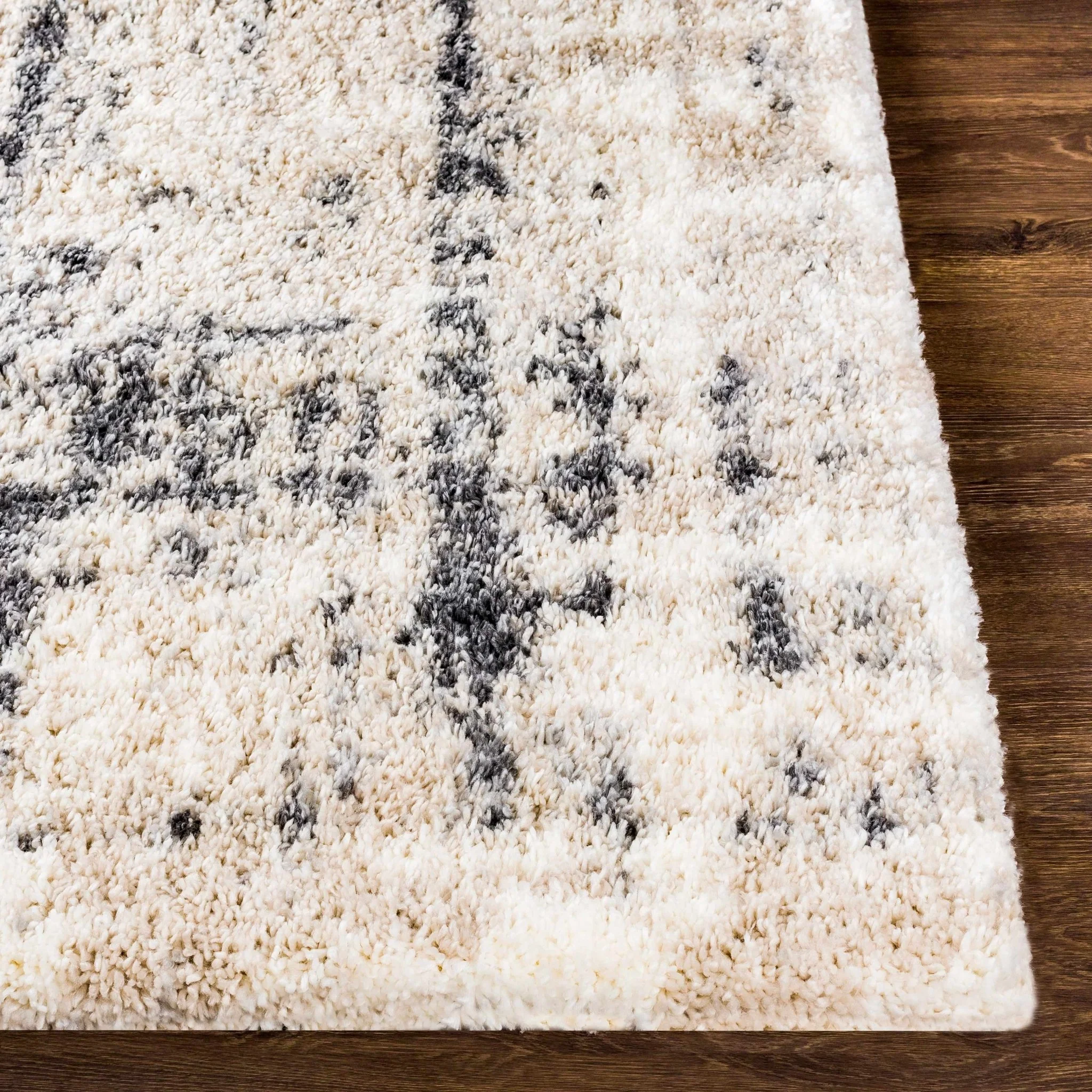 Modern Abstract Ivory and Charcoal Plush Pile Area Rug - Image 8