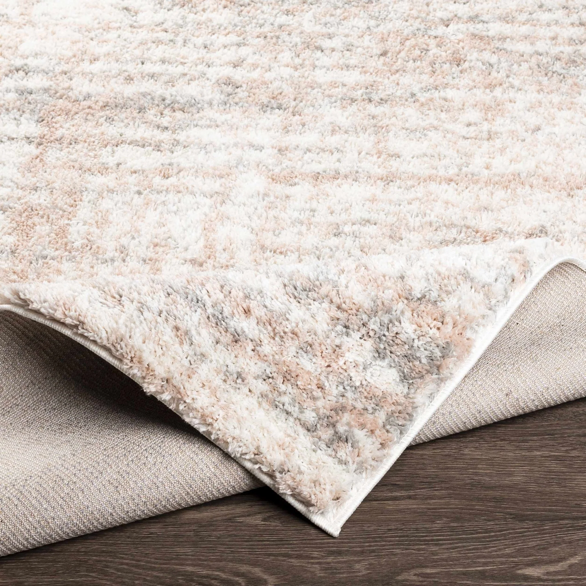 Modern Abstract Ivory, Peach and Gray Contemporary Plush pile area rug - Image 4