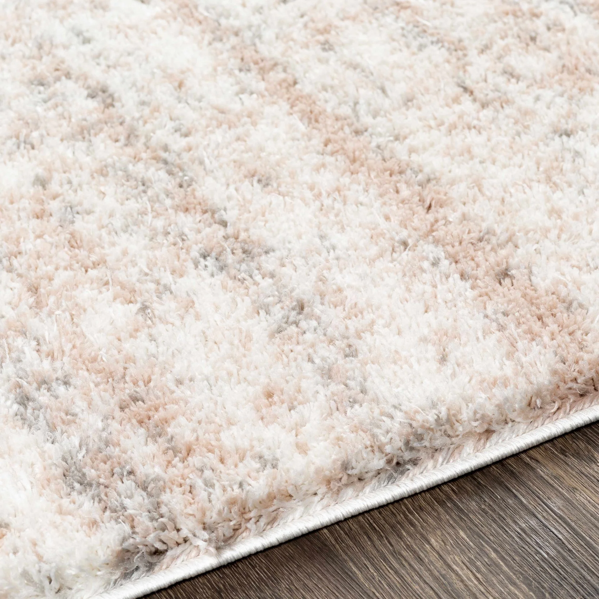 Modern Abstract Ivory, Peach and Gray Contemporary Plush pile area rug - Image 6