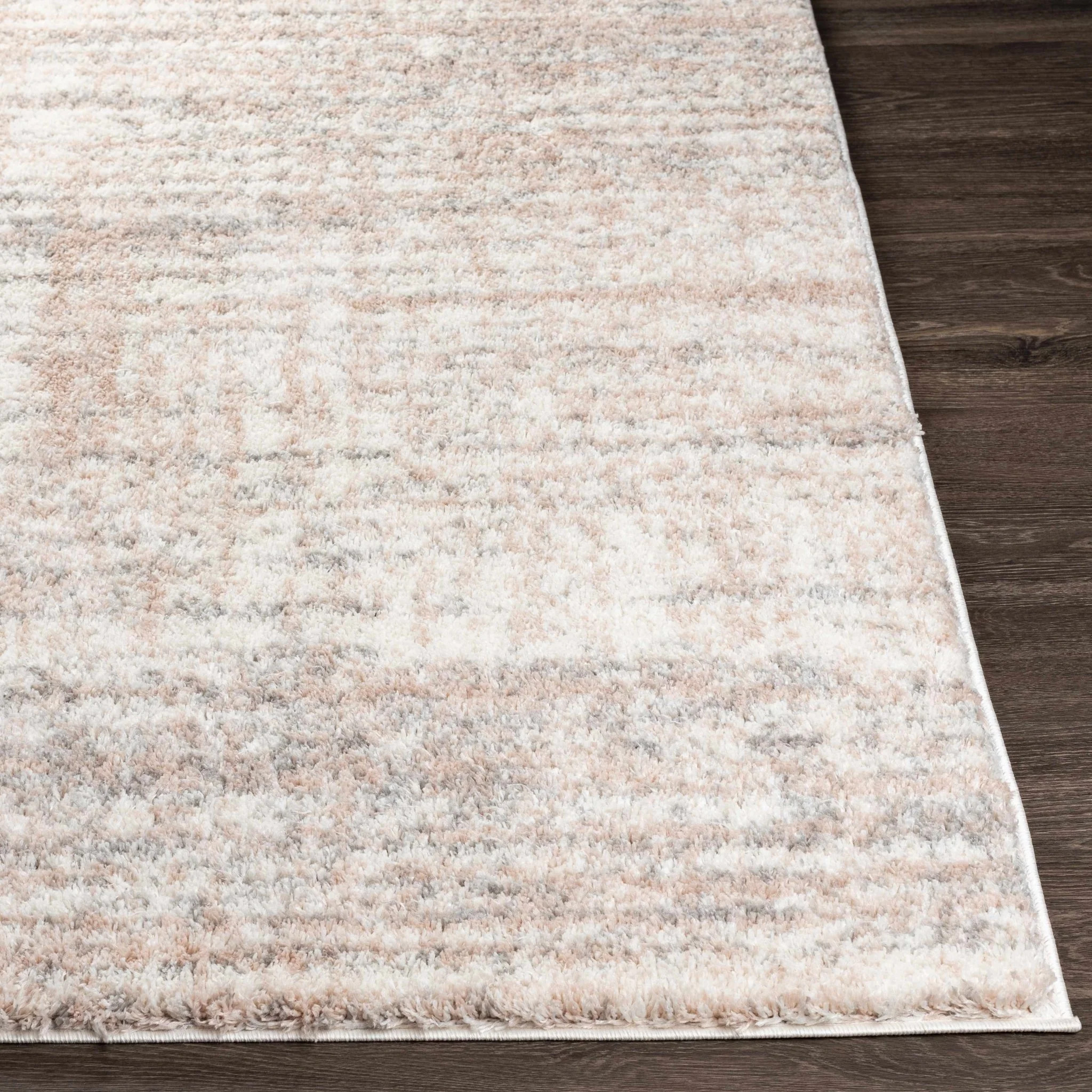 Modern Abstract Ivory, Peach and Gray Contemporary Plush pile area rug - Image 8
