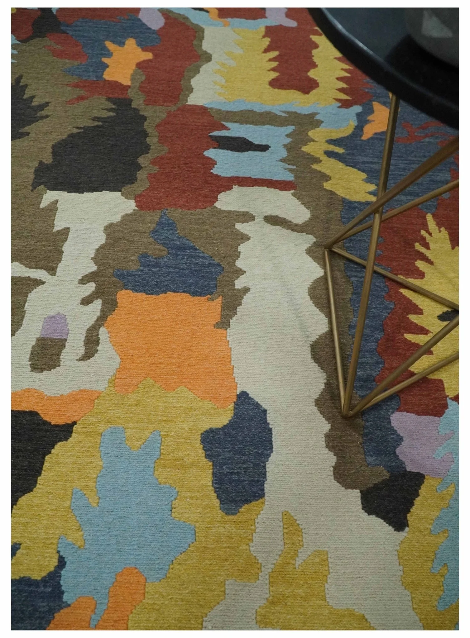 Modern Abstract Look Multi Color 5x8 Hand Woven Soumak Dhurrie Wool Area Rug - Image 2