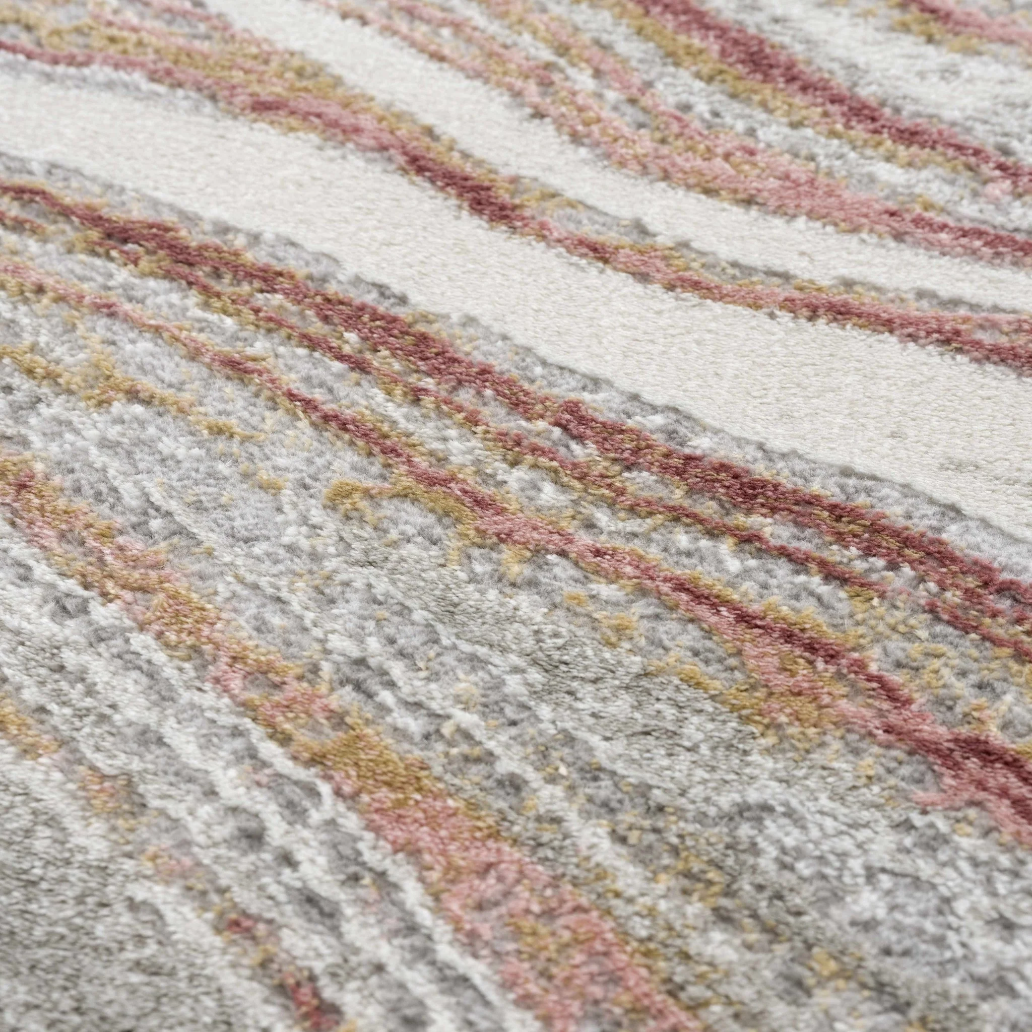 Modern Abstract Marble Design Gray, Ivory and Peach Area Rug - Image 2