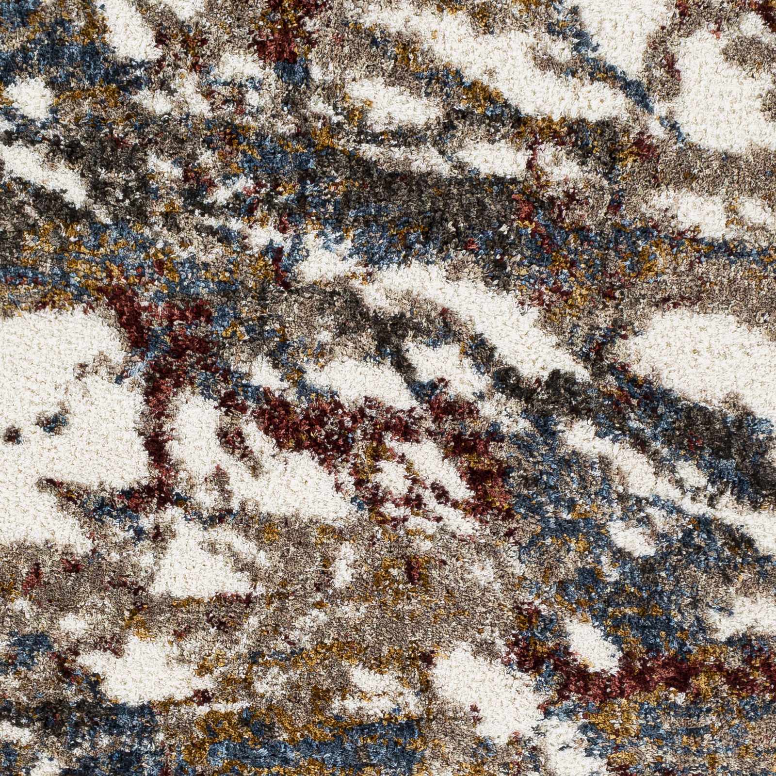 Modern Abstract Marble Design Ivory, Blue and Brown Moroccan Style Area rug - Image 3