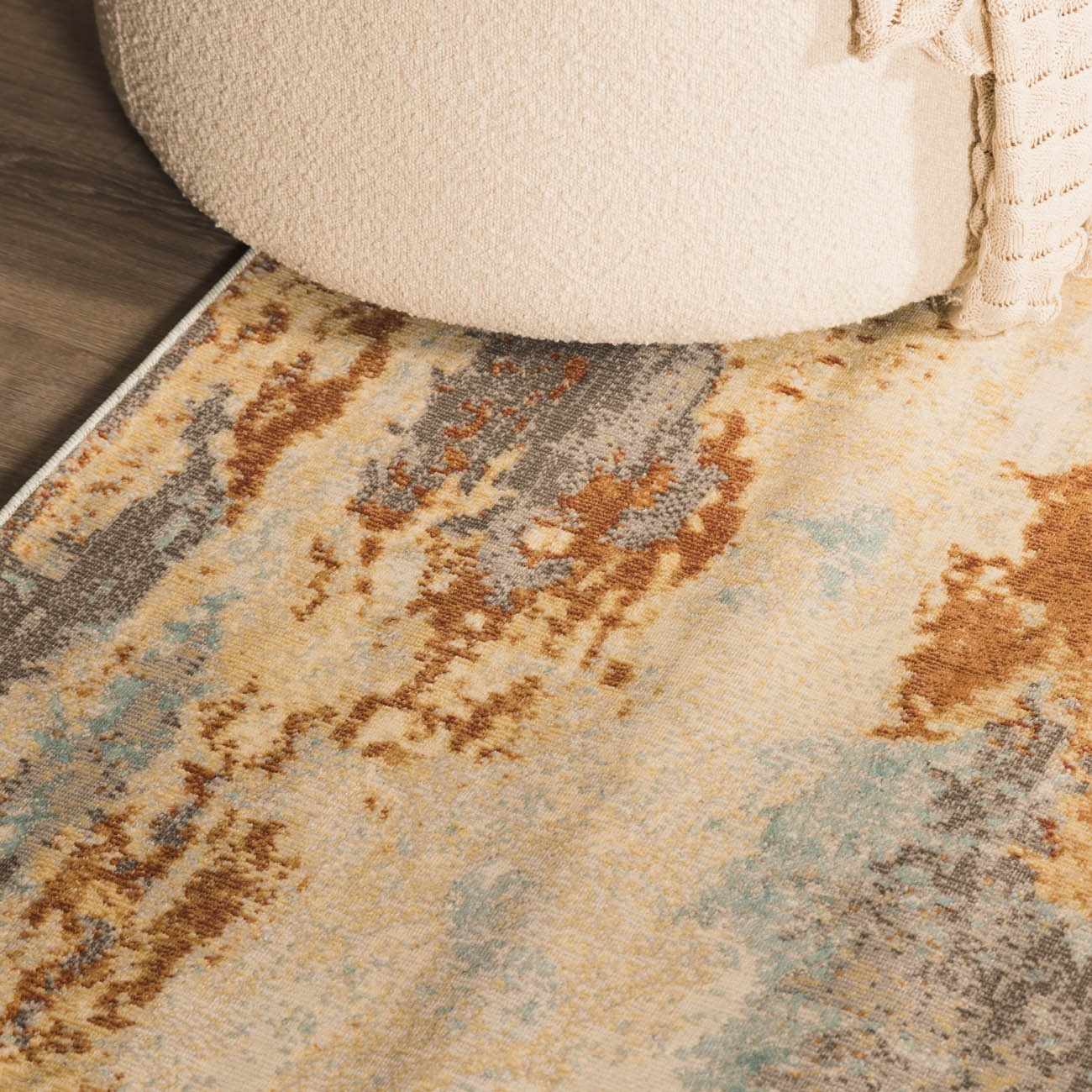 Modern Abstract Mecosta Blue And Rust Machine Woven Outdoor Area Rug - Image 13