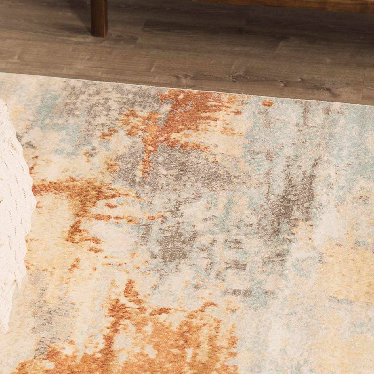 Modern Abstract Mecosta Blue And Rust Machine Woven Outdoor Area Rug - Image 14