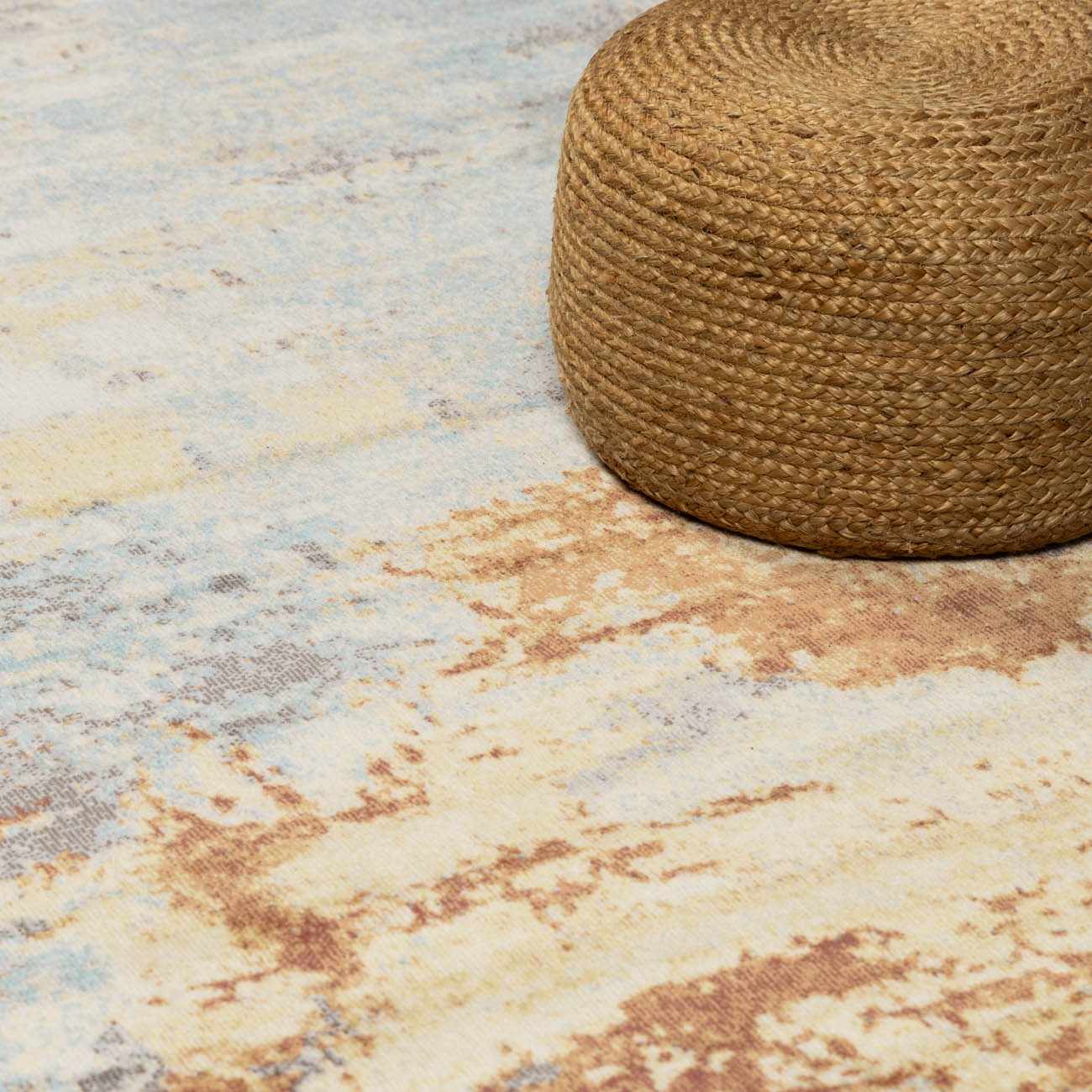 Modern Abstract Mecosta Blue And Rust Machine Woven Outdoor Area Rug - Image 15