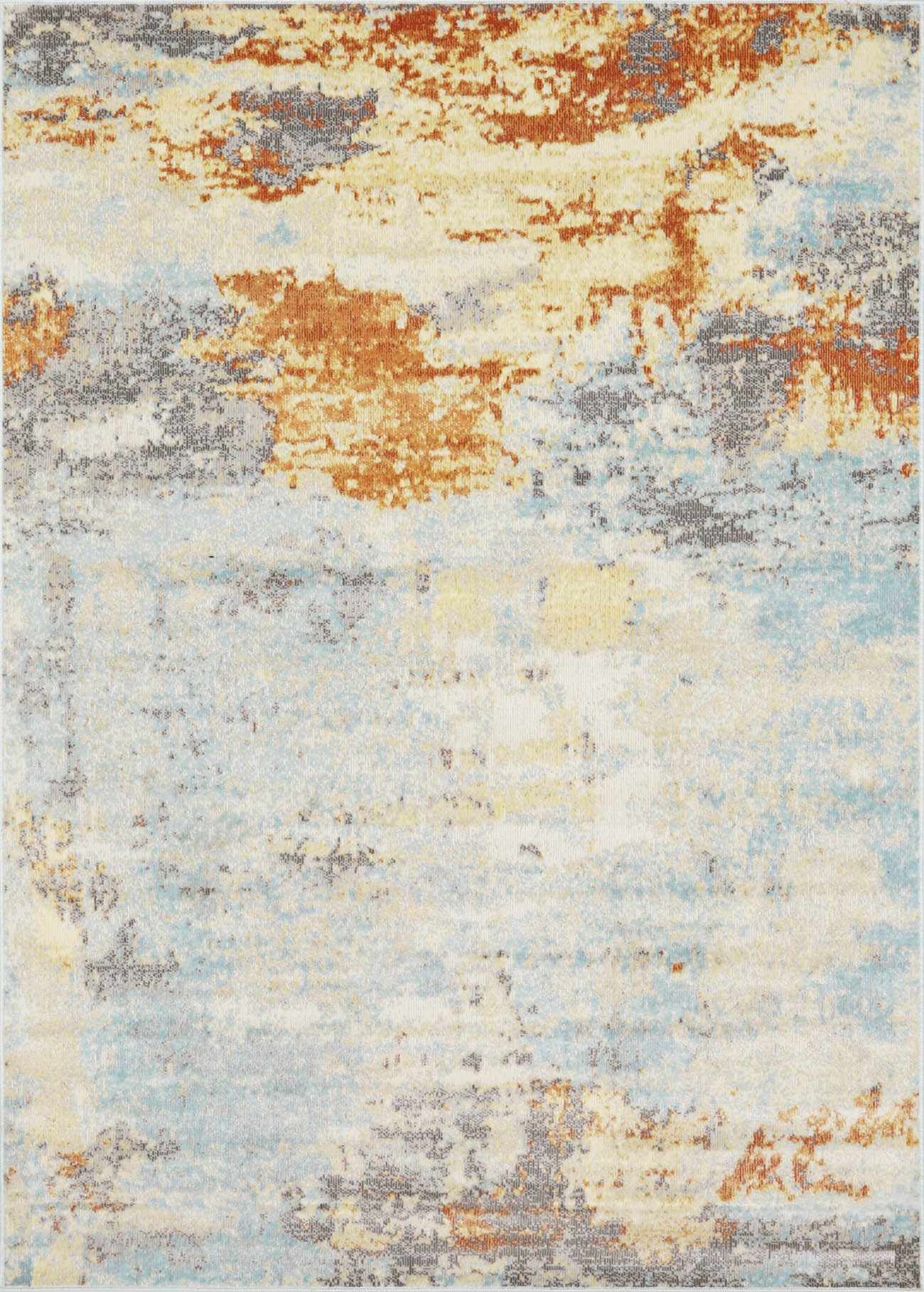 Modern Abstract Mecosta Blue And Rust Machine Woven Outdoor Area Rug - Image 2