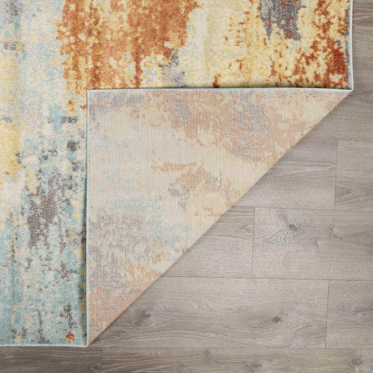Modern Abstract Mecosta Blue And Rust Machine Woven Outdoor Area Rug - Image 7