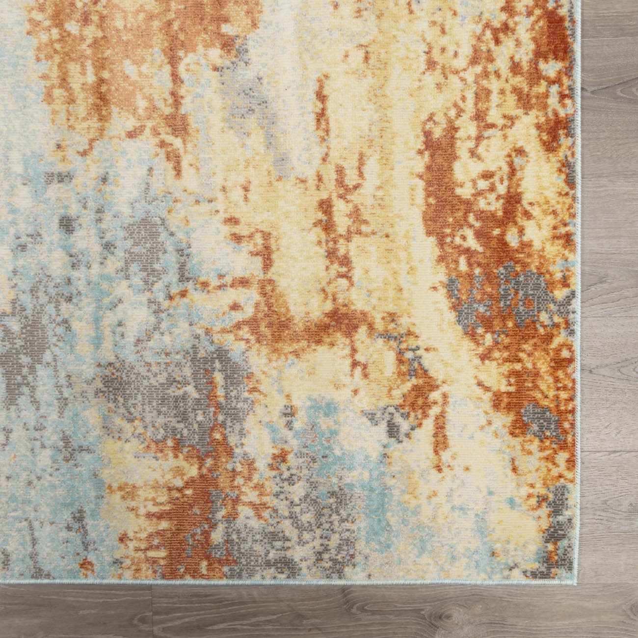 Modern Abstract Mecosta Blue And Rust Machine Woven Outdoor Area Rug - Image 8