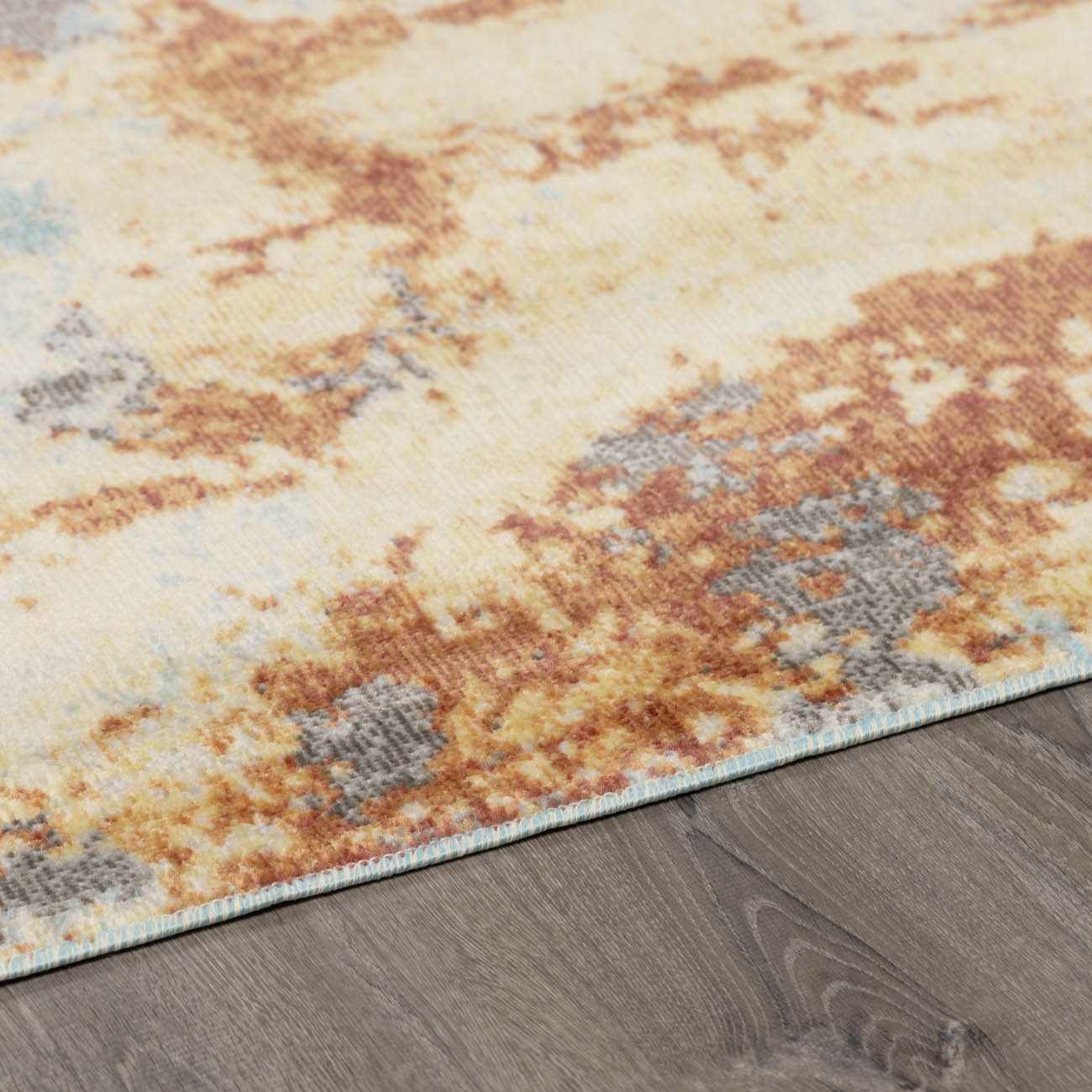 Modern Abstract Mecosta Blue And Rust Machine Woven Outdoor Area Rug - Image 9