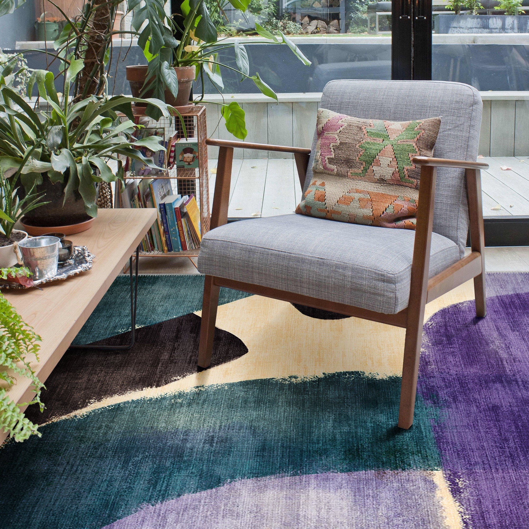 Modern Abstract Multicolor Machine Washable Cotton Area Rug - Image 3