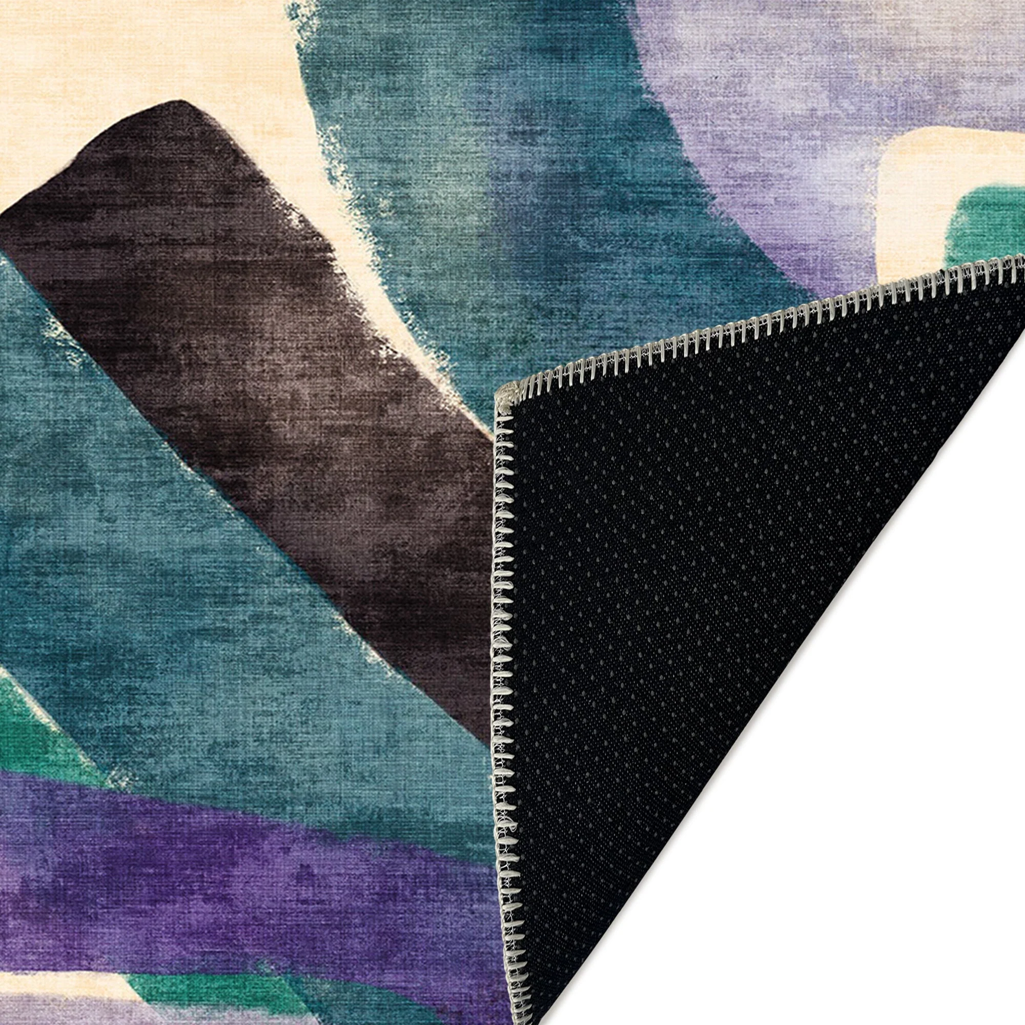 Modern Abstract Multicolor Machine Washable Cotton Area Rug - Image 7
