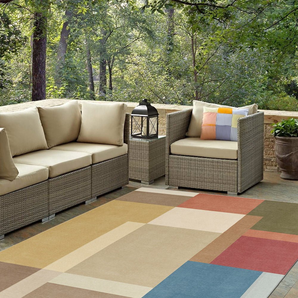 Modern geometric Multicolor Machine Woven Cotton Area Rug - Image 2